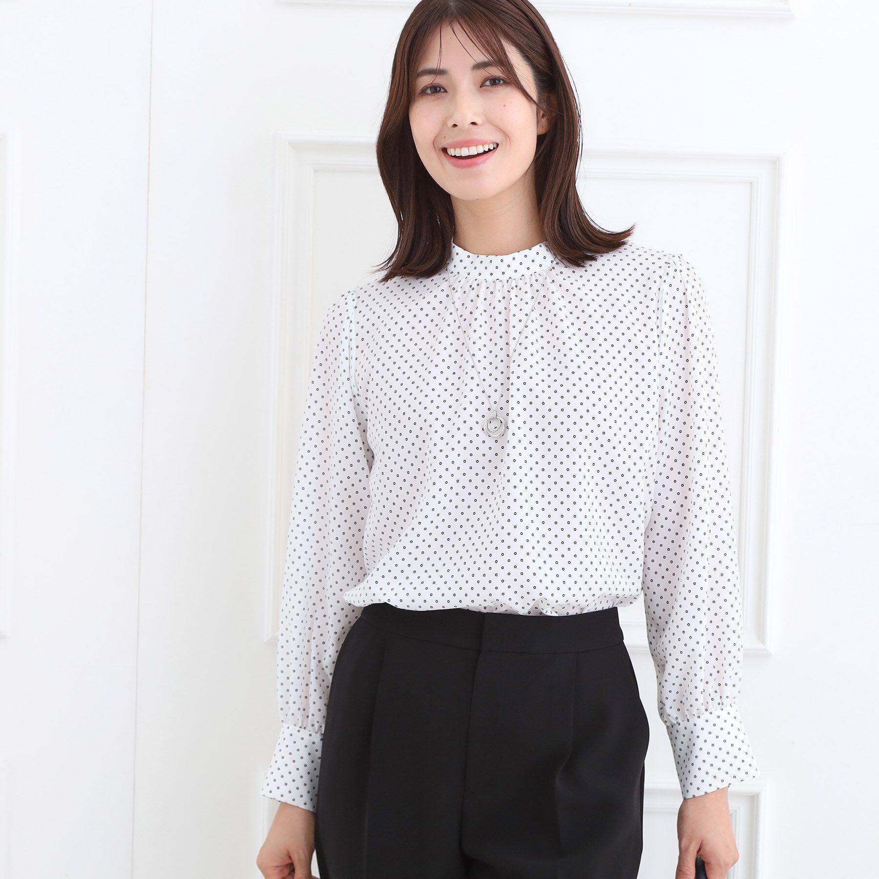 Reflect「【お仕事に◎】ドットプリントブラウス」|シャツ・ブラウス|
