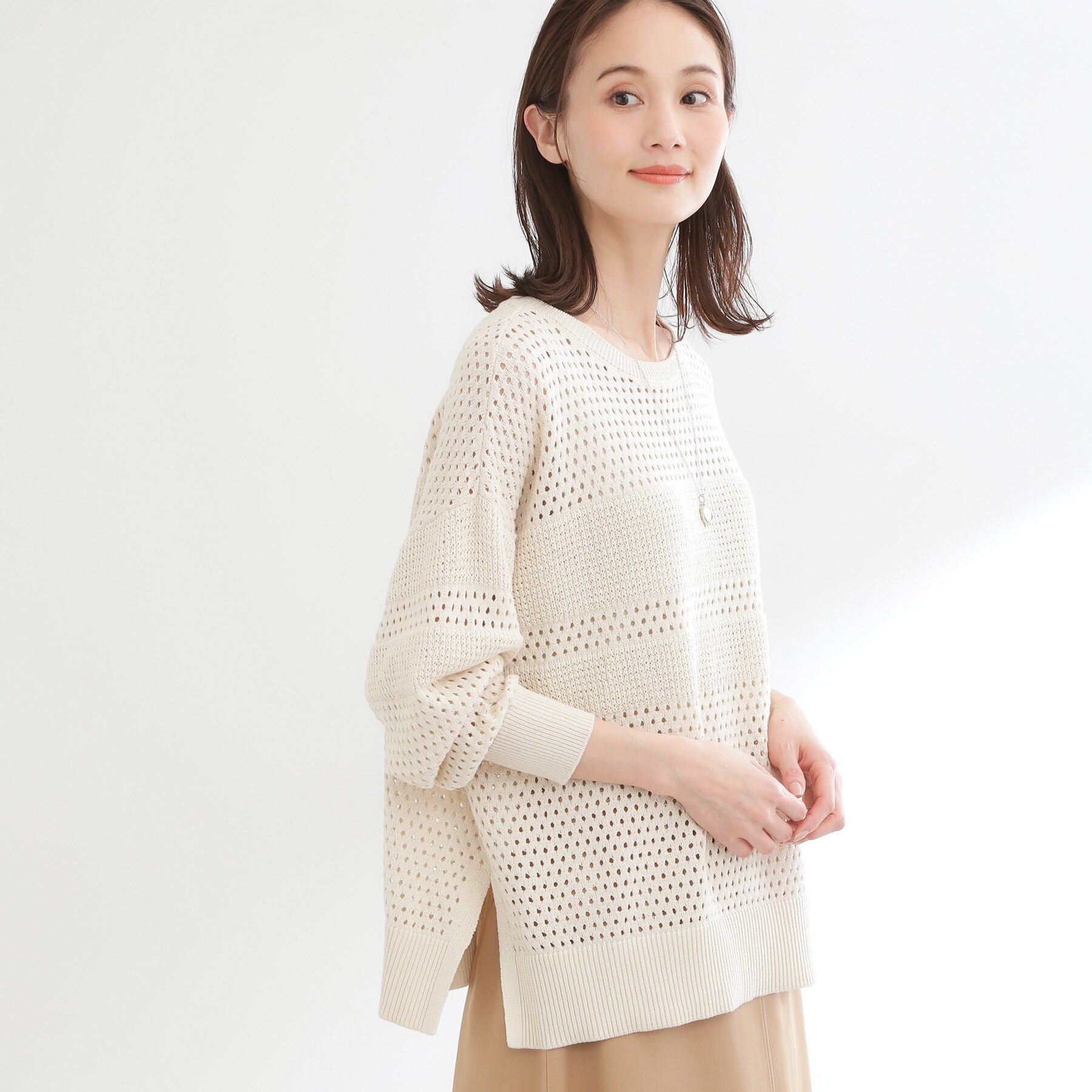 Reflect「【レイヤードにおすすめ◎】メッシュ風ドライタッチニット」|ニット・セーター|