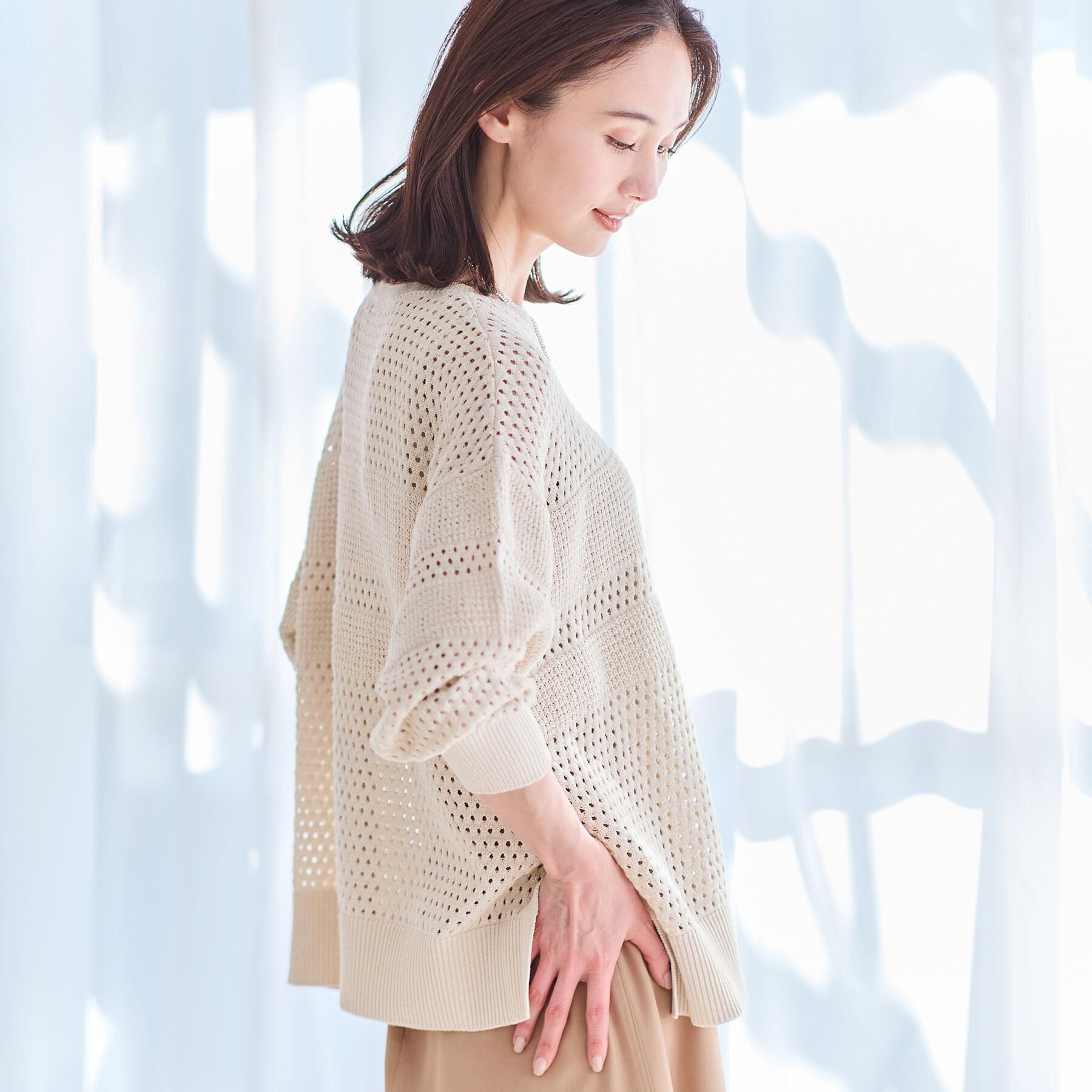 Reflect「【レイヤードにおすすめ◎】メッシュ風ドライタッチニット」|ニット・セーター|