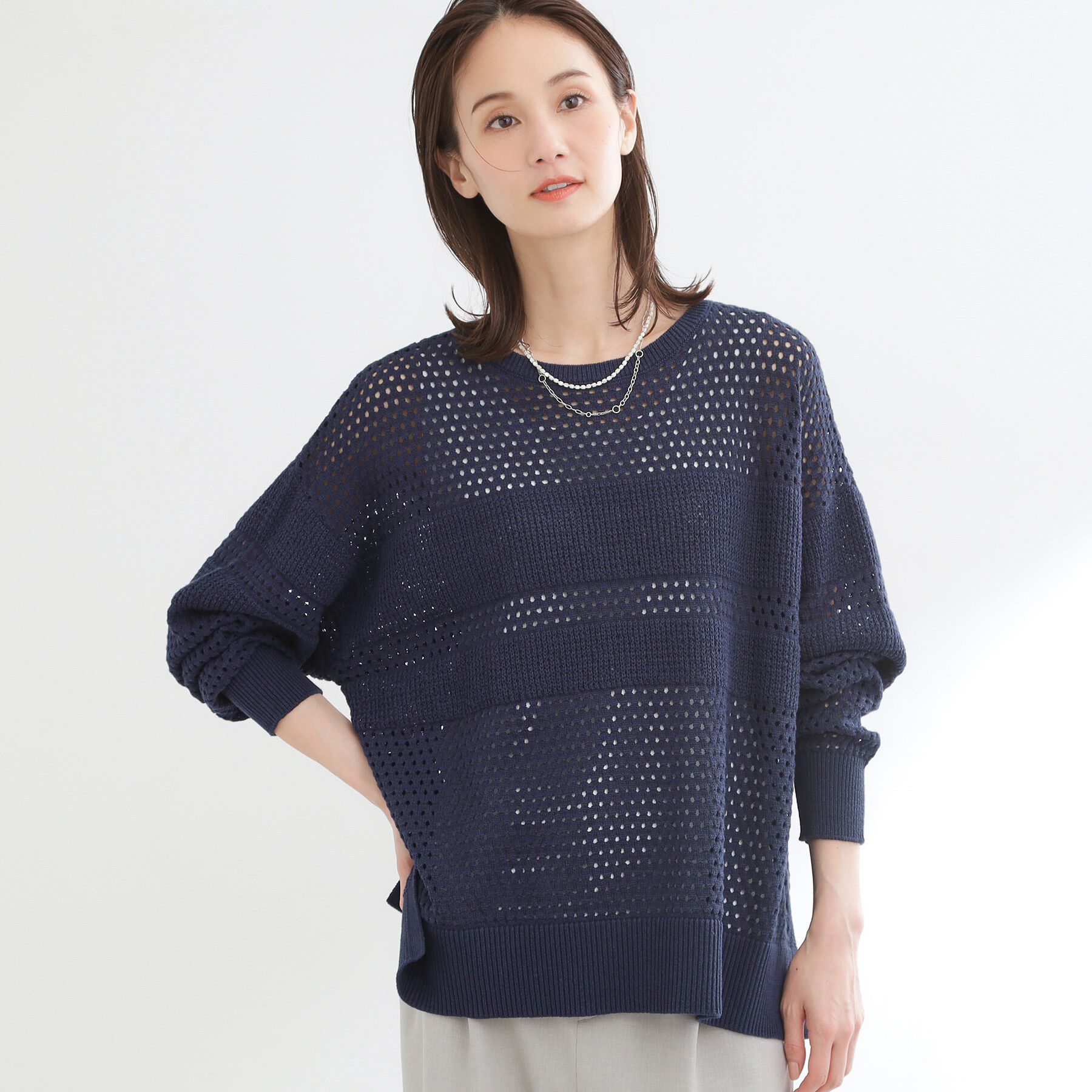 Reflect「【レイヤードにおすすめ◎】メッシュ風ドライタッチニット」|ニット・セーター|