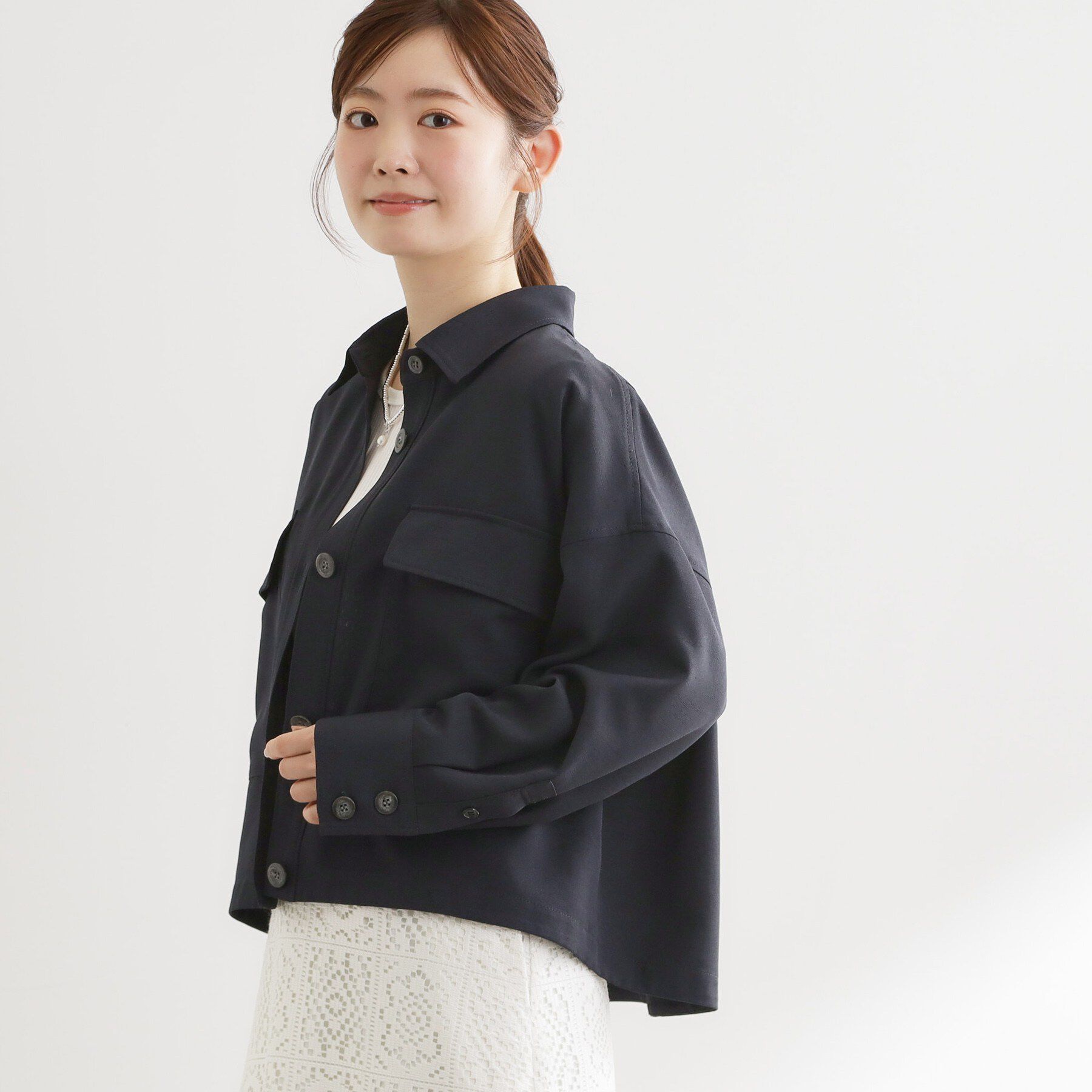 Reflect「リネンライクシャツブルゾン」|ブルゾン・スタジャン|