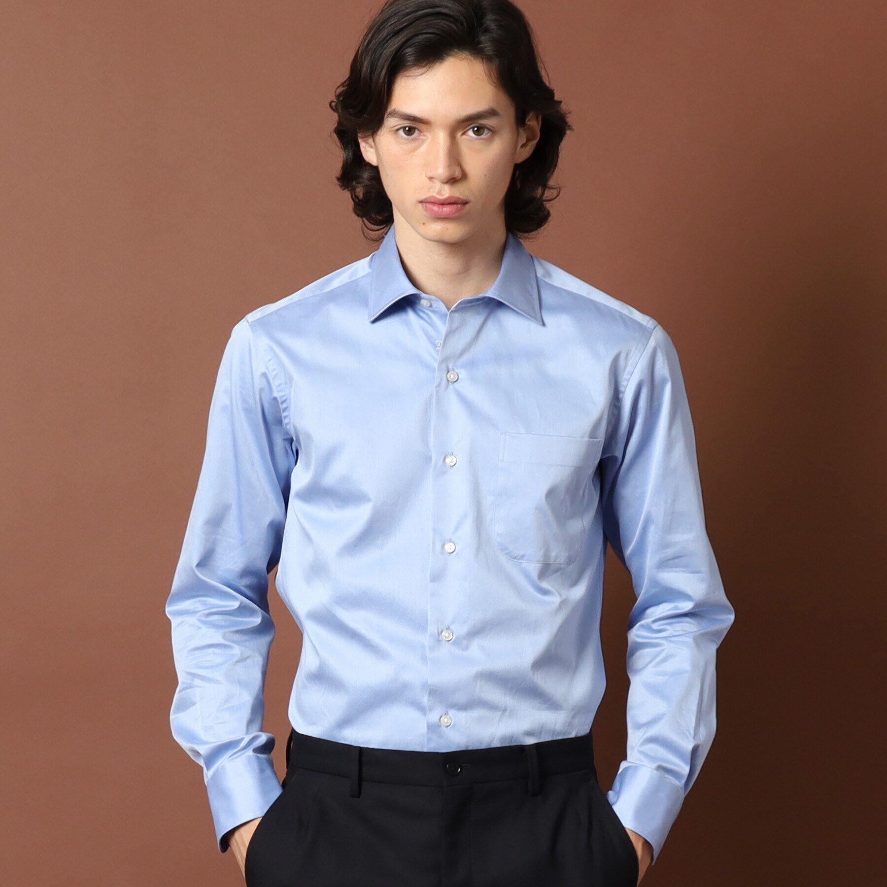 DRESSTERIOR「100／2 ワイドカラーシャツ」|シャツ・ブラウス|ブルー(092)