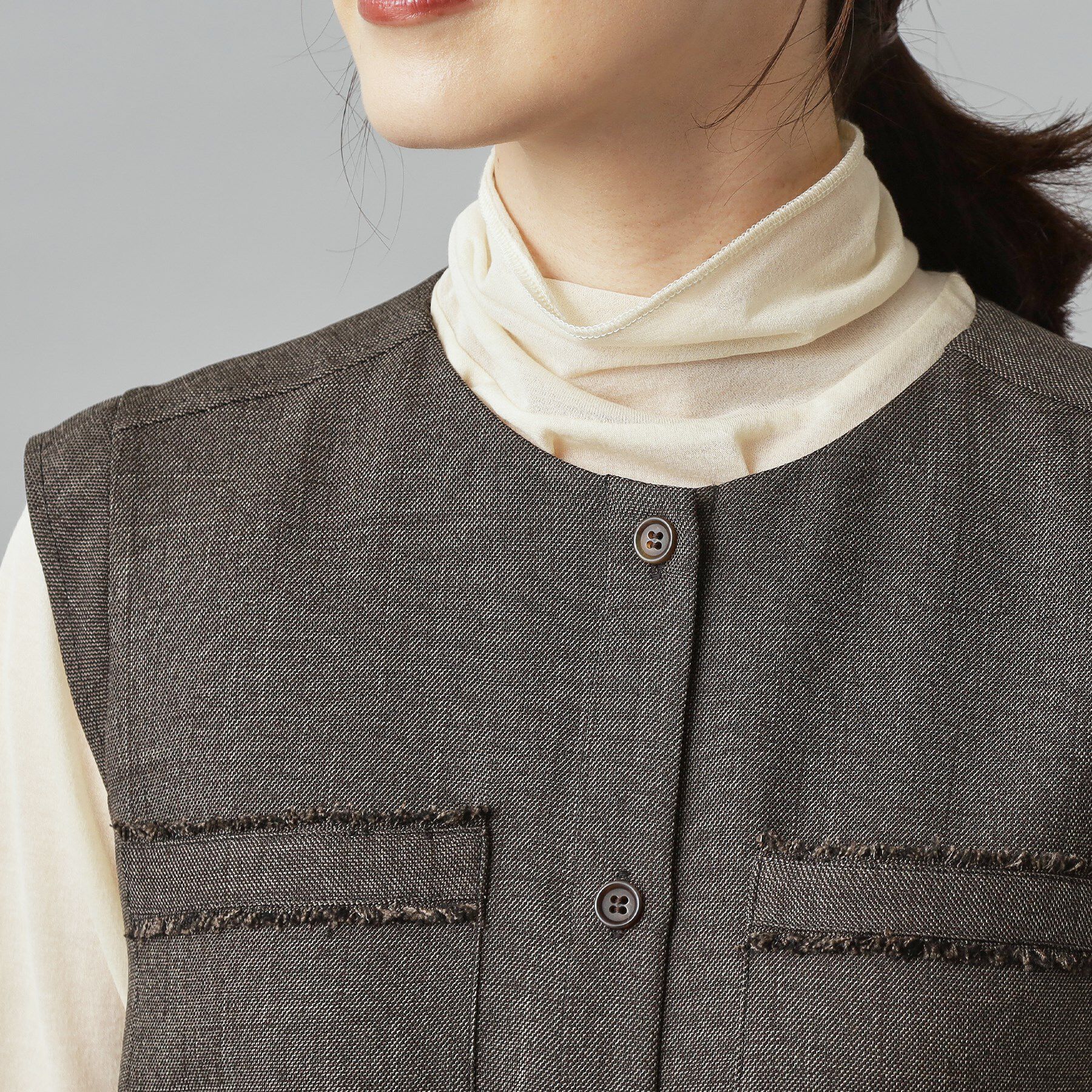 DRESSTERIOR「【洗える/前開きボタン】ウォッシャブルツイードライクワンピース」|ワンピース|