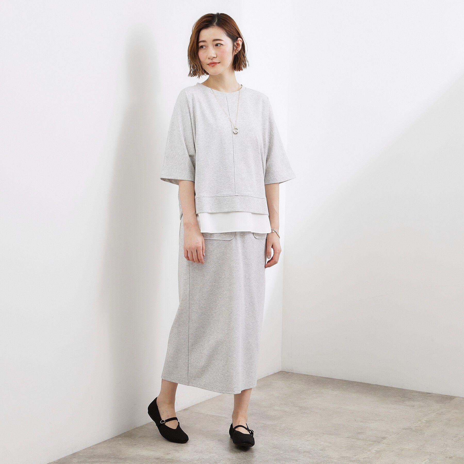 grove「【時短コーデ】シルキーポンチレイヤード風セットアップ」|スーツ|