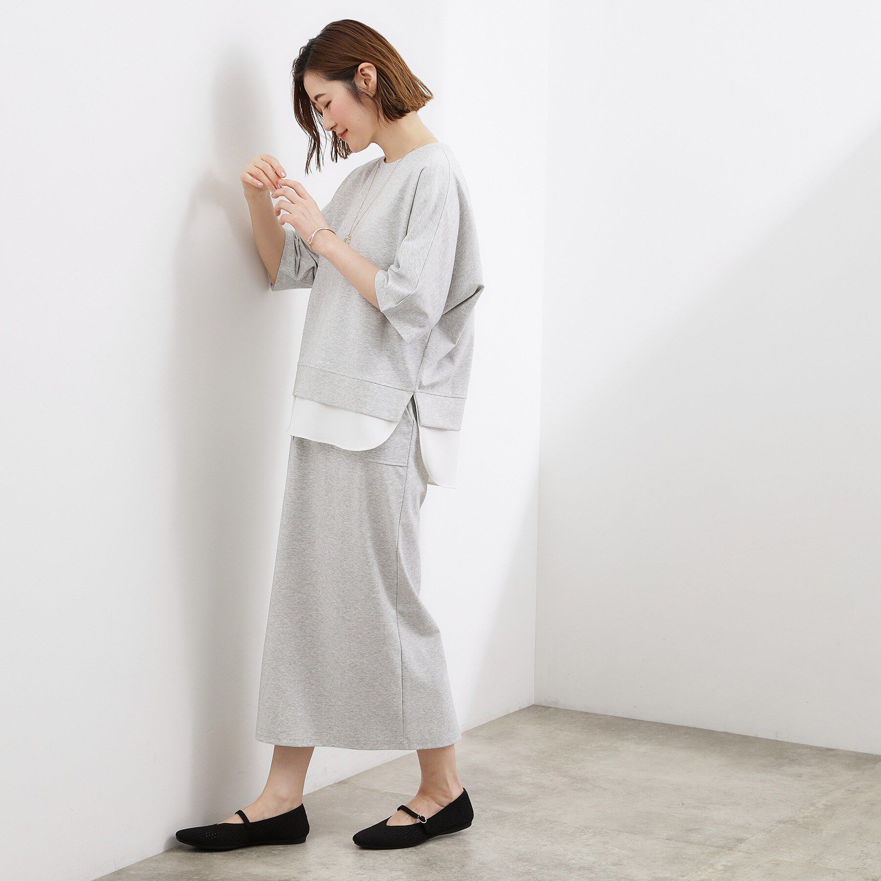 grove「【時短コーデ】シルキーポンチレイヤード風セットアップ」|スーツ|