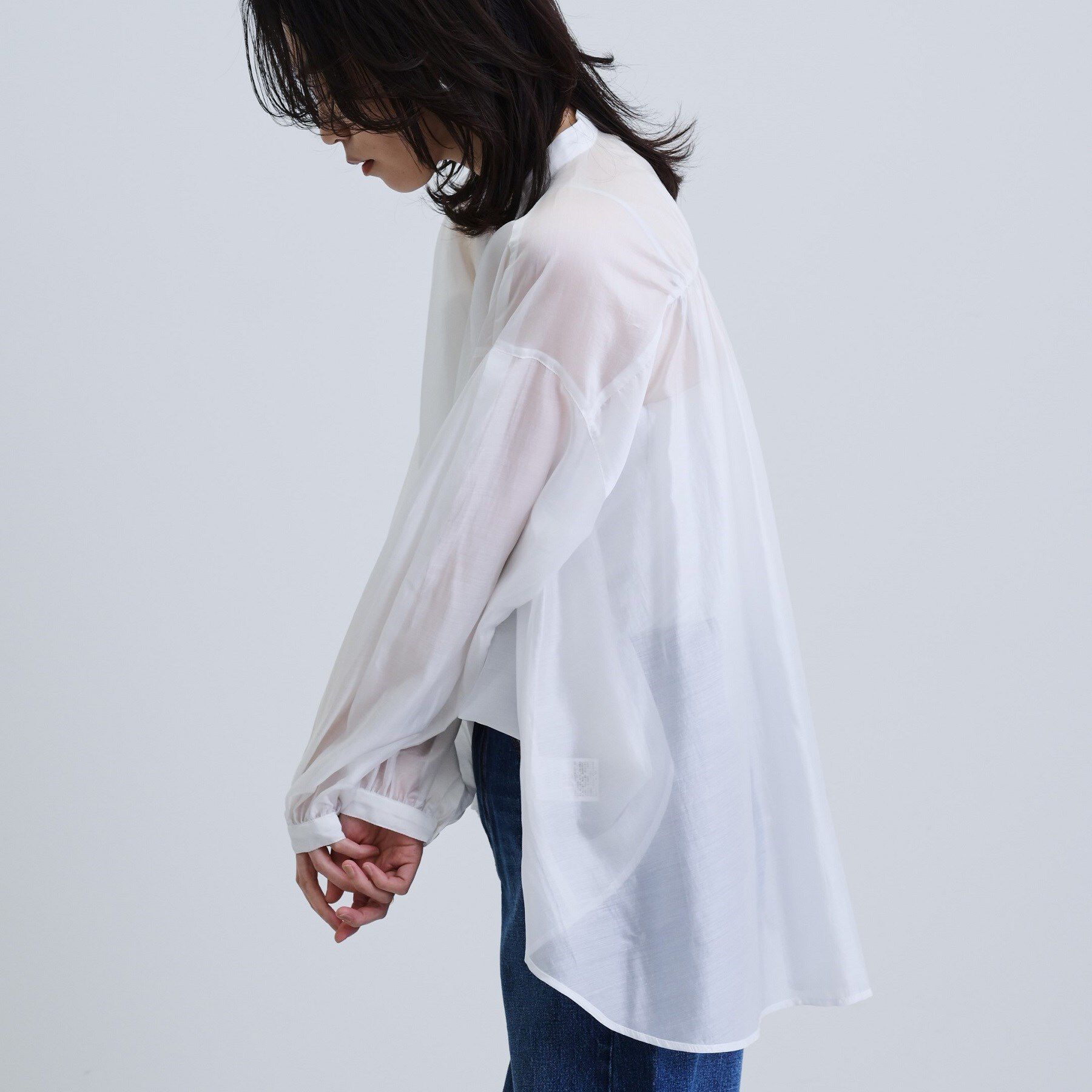 GALLEST「シアーローンミドル丈シャツ/シアーシャツ/シアートップス【洗える】」|シャツ・ブラウス|
