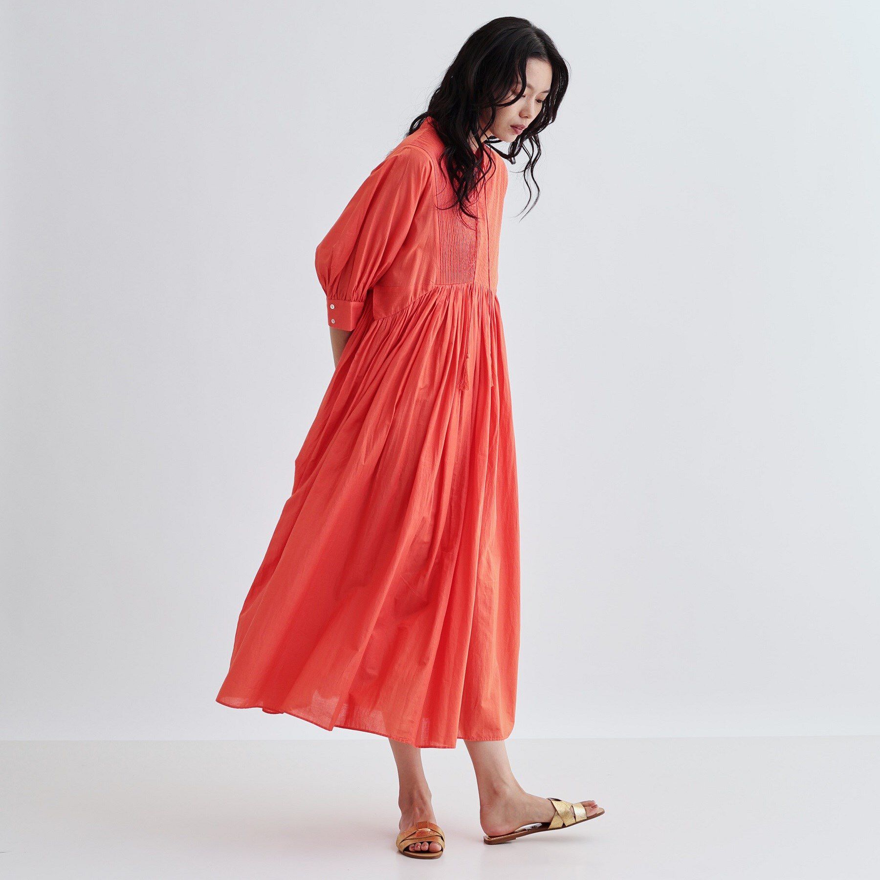 GALLEST「ピンタックコットンワンピース」|ワンピース|オレンジ(067)