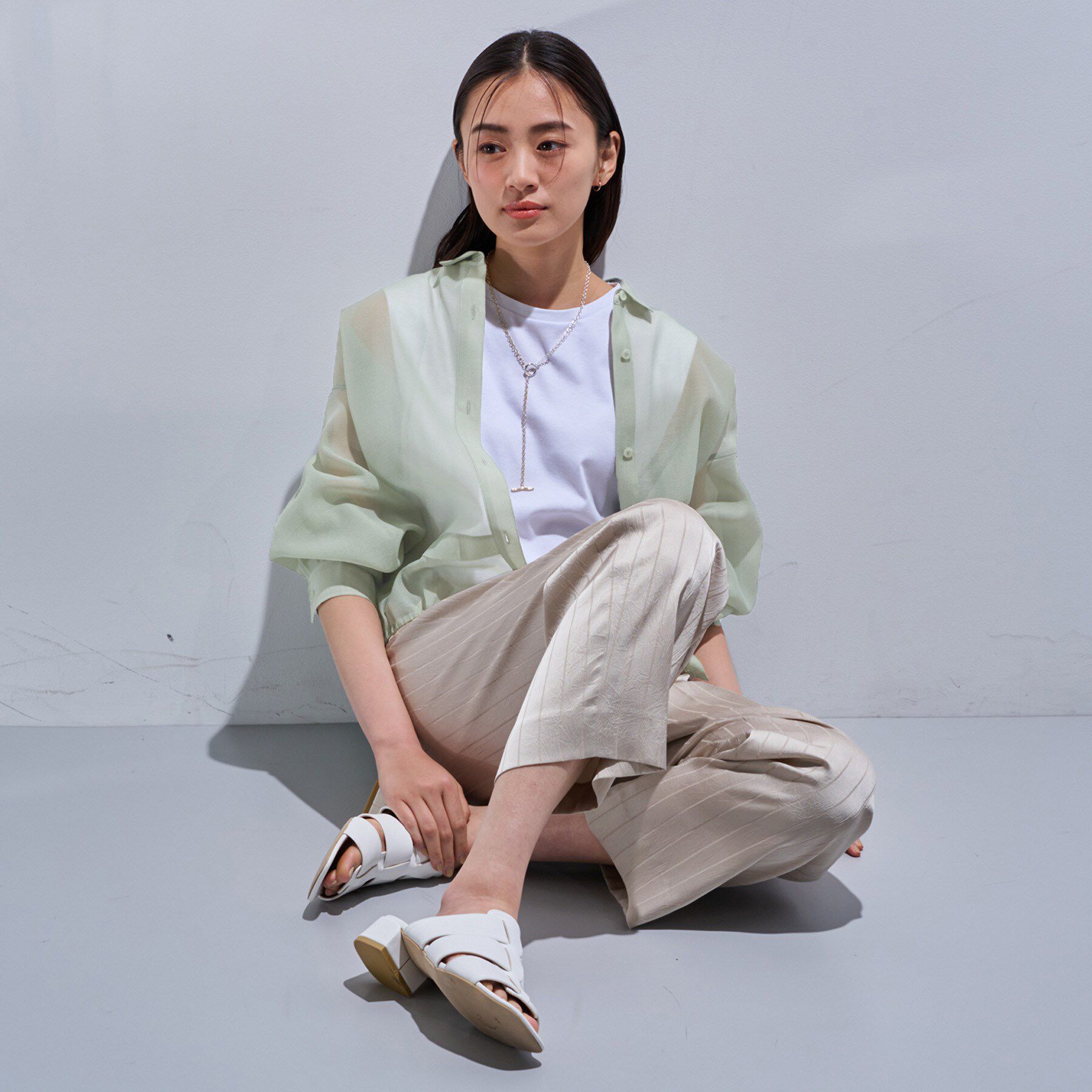 INDIVI「【洗える／ドロスト付】トレンドシアーシャツ」|シャツ・ブラウス|