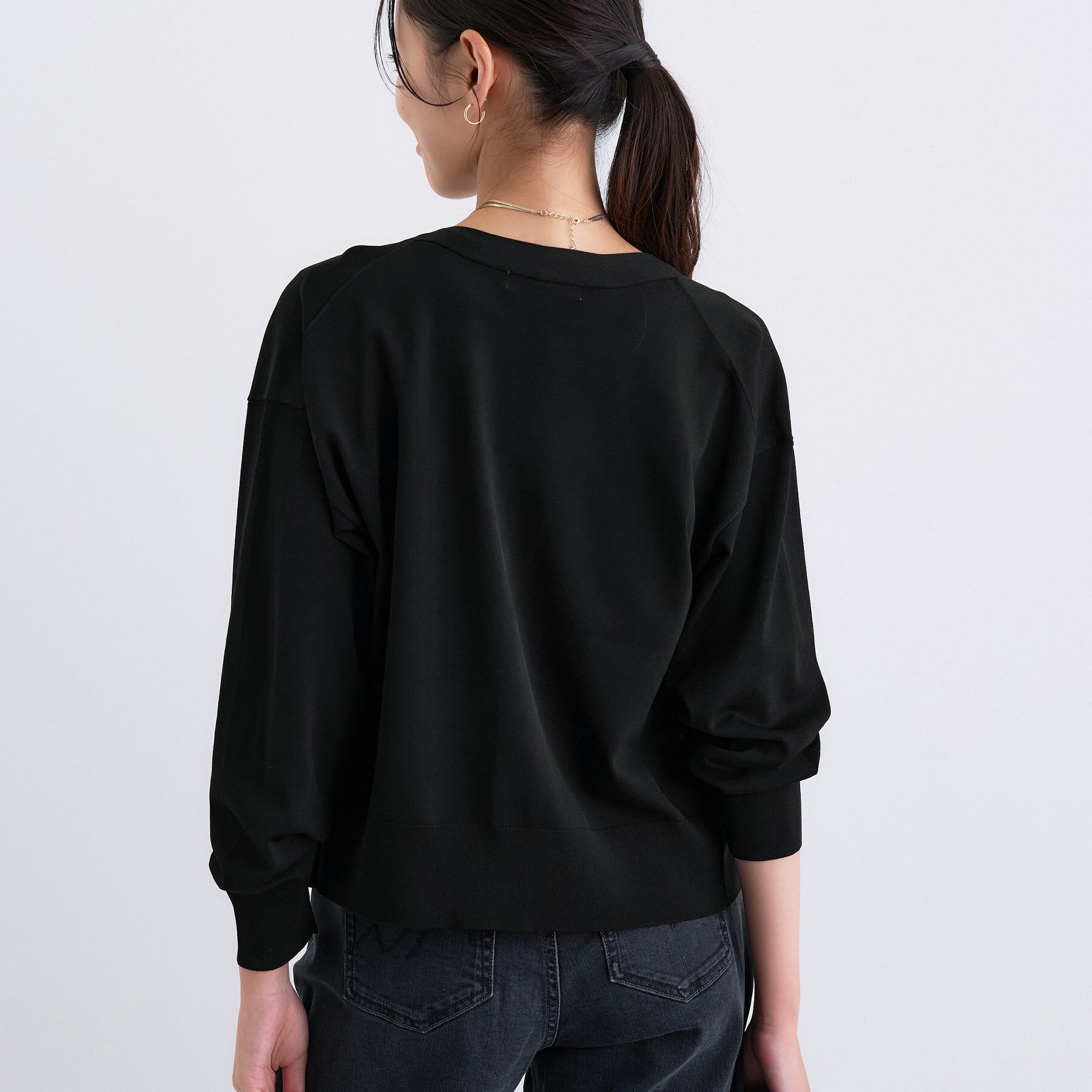 INDIVI「Vネック ストレッチカーディガン」|カーディガン|