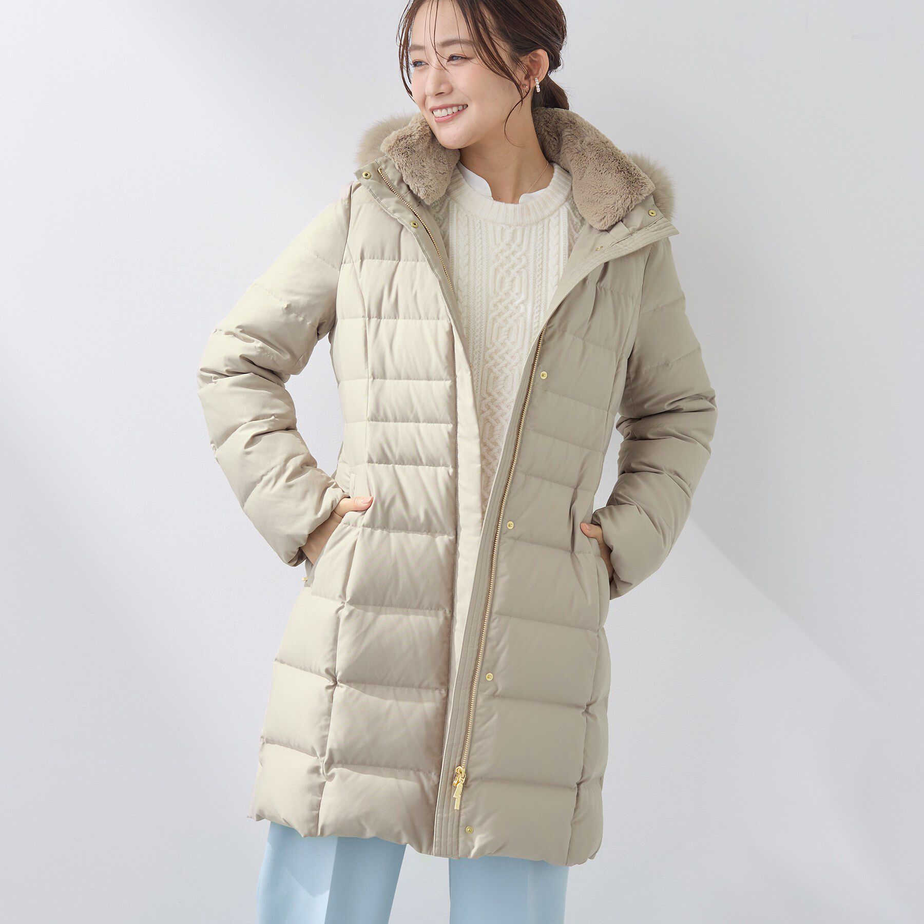 INDIVI「【名品／撥水／抗菌防臭】ロング丈リサイクルダウンコート」|ダウン|