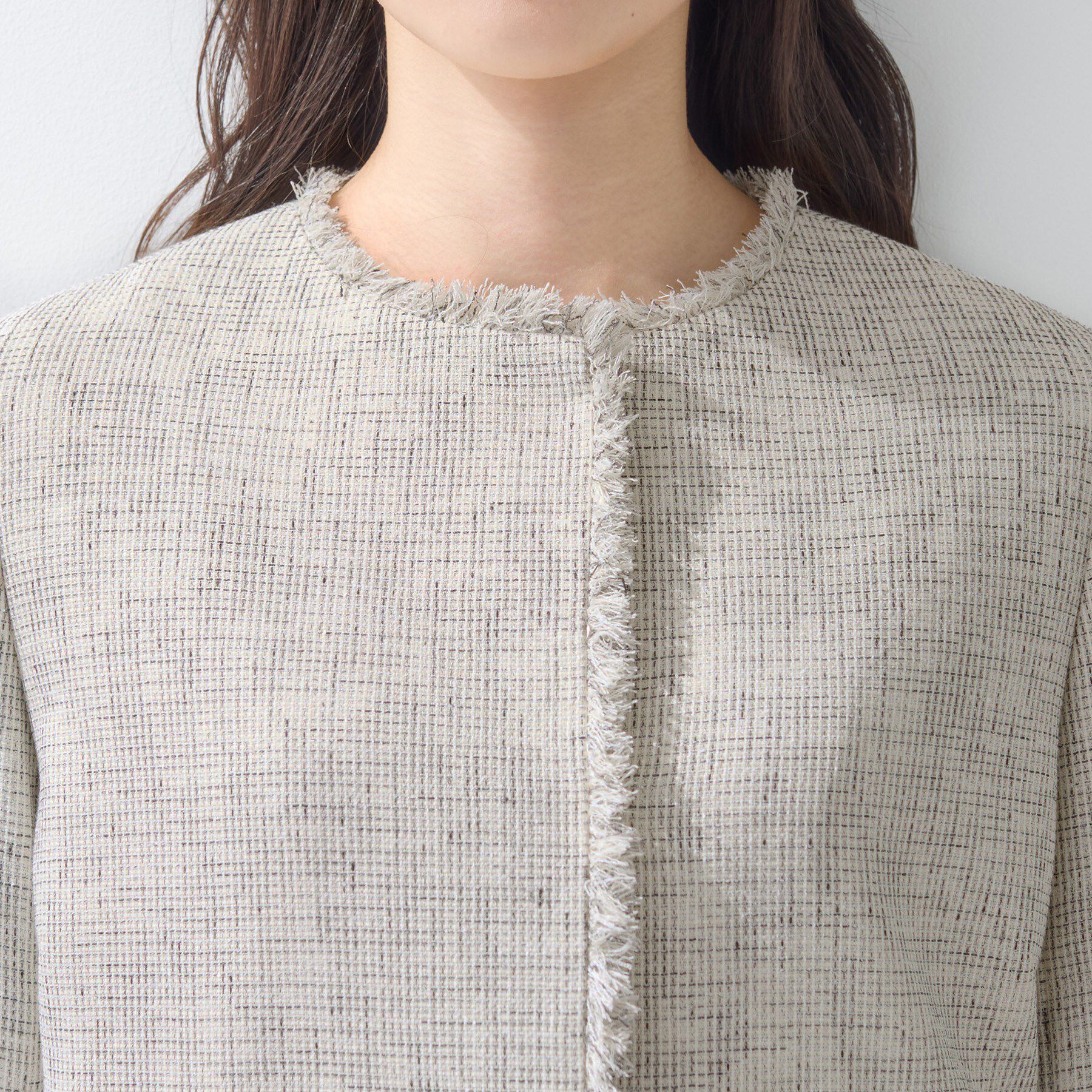 INDIVI「【軽量／SETUP可能】ストレッチツイードジャケット」|ノーカラージャケット|