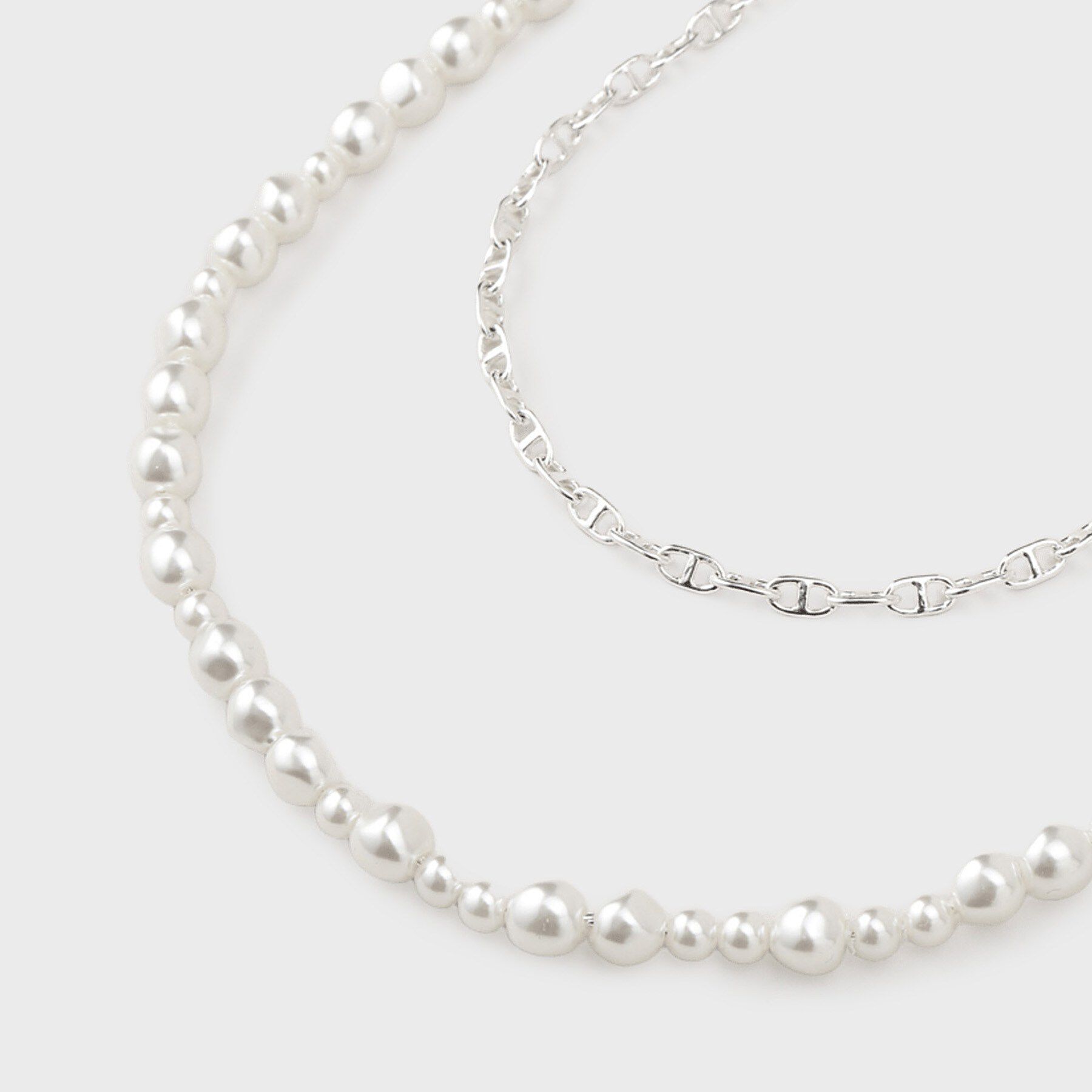 INDIVI「【2WAY／2連セット】パール調＆チェーンミックスネックレス」|ネックレス|