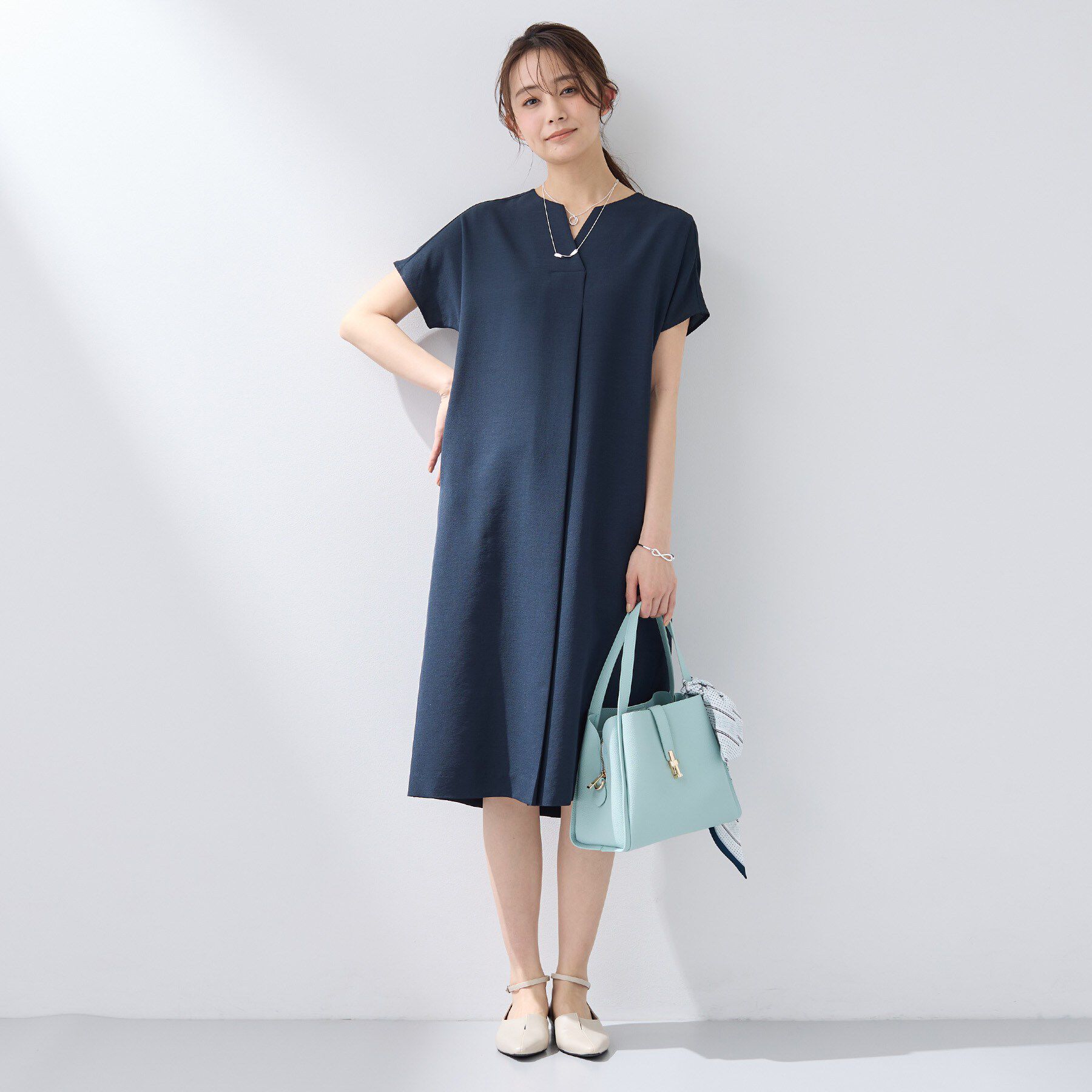 INDIVI「【洗える／UVケア／麻調】スキッパーワンピース」|ワンピース|