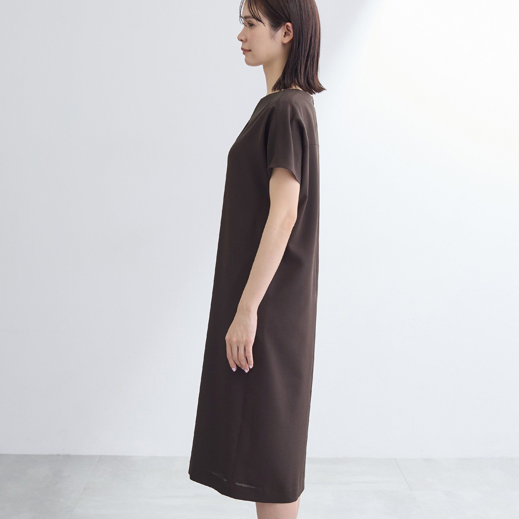 INDIVI「【洗える／UVケア／麻調】スキッパーワンピース」|ワンピース|