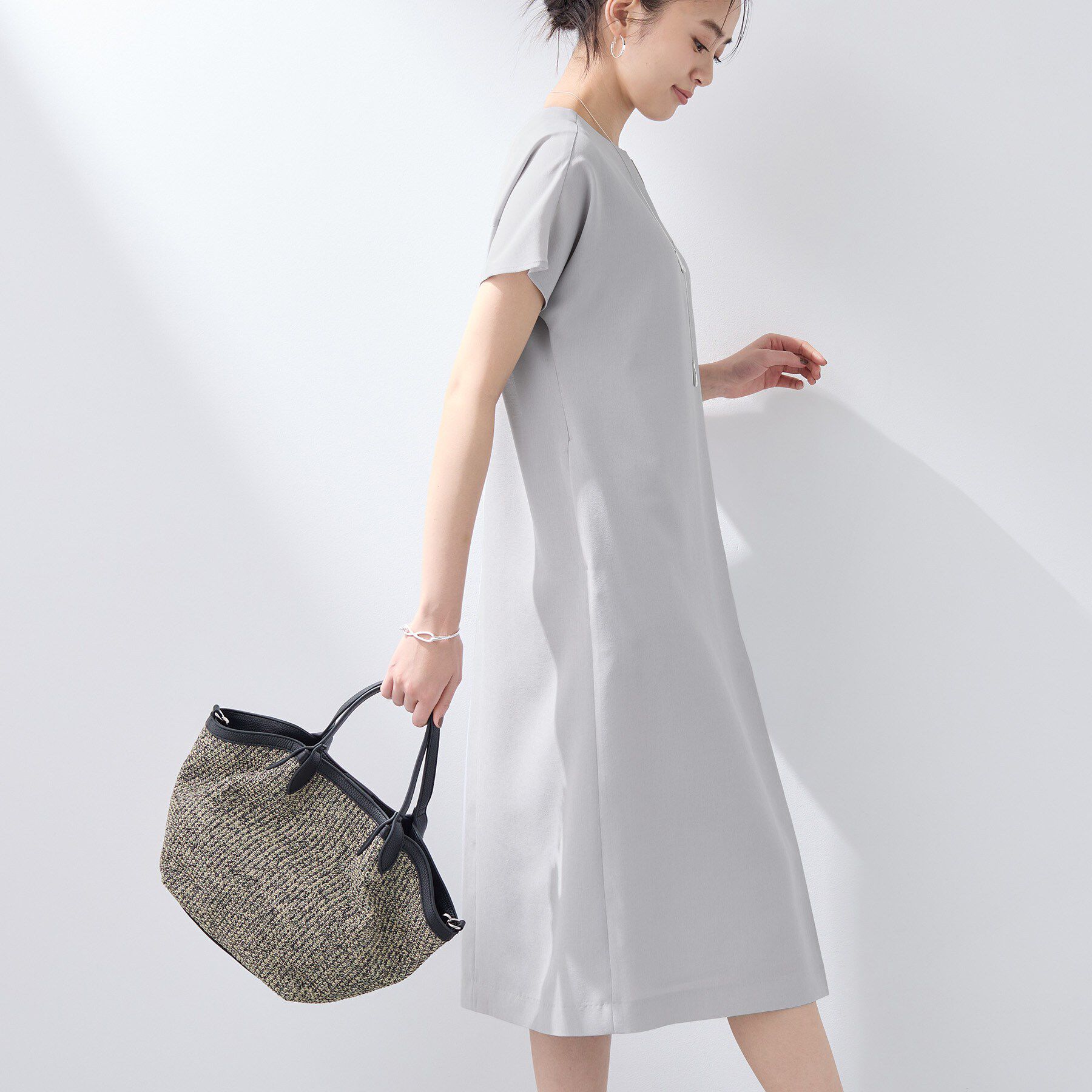 INDIVI「【洗える／UVケア／麻調】スキッパーワンピース」|ワンピース|