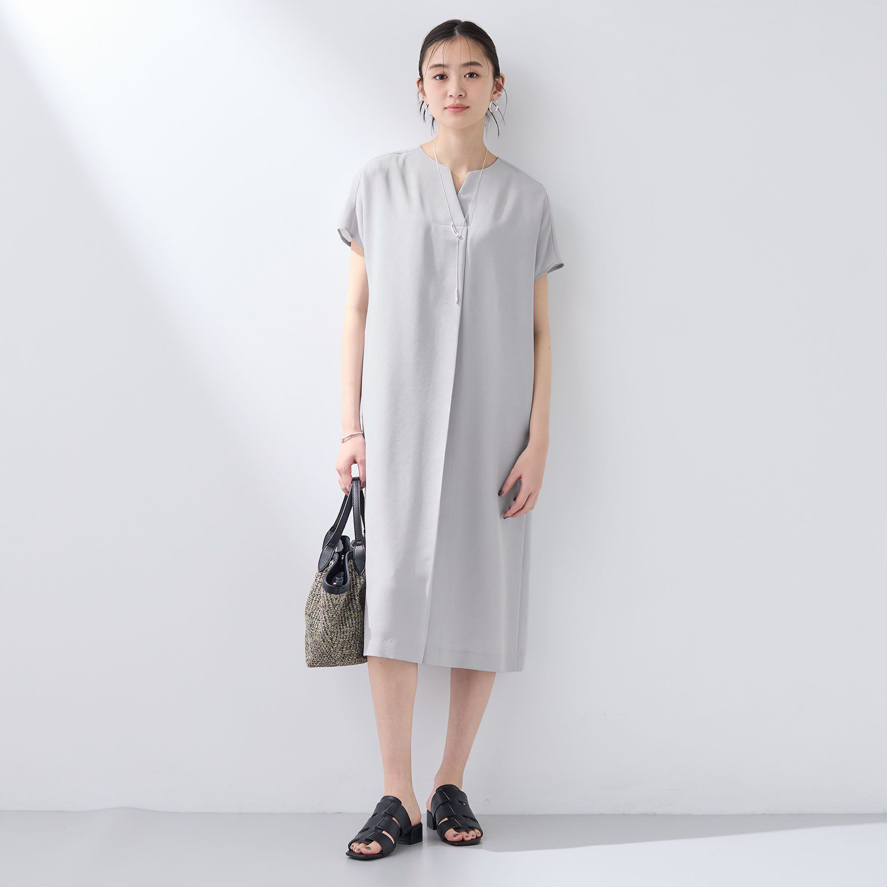 INDIVI「【洗える／UVケア／麻調】スキッパーワンピース」|ワンピース|