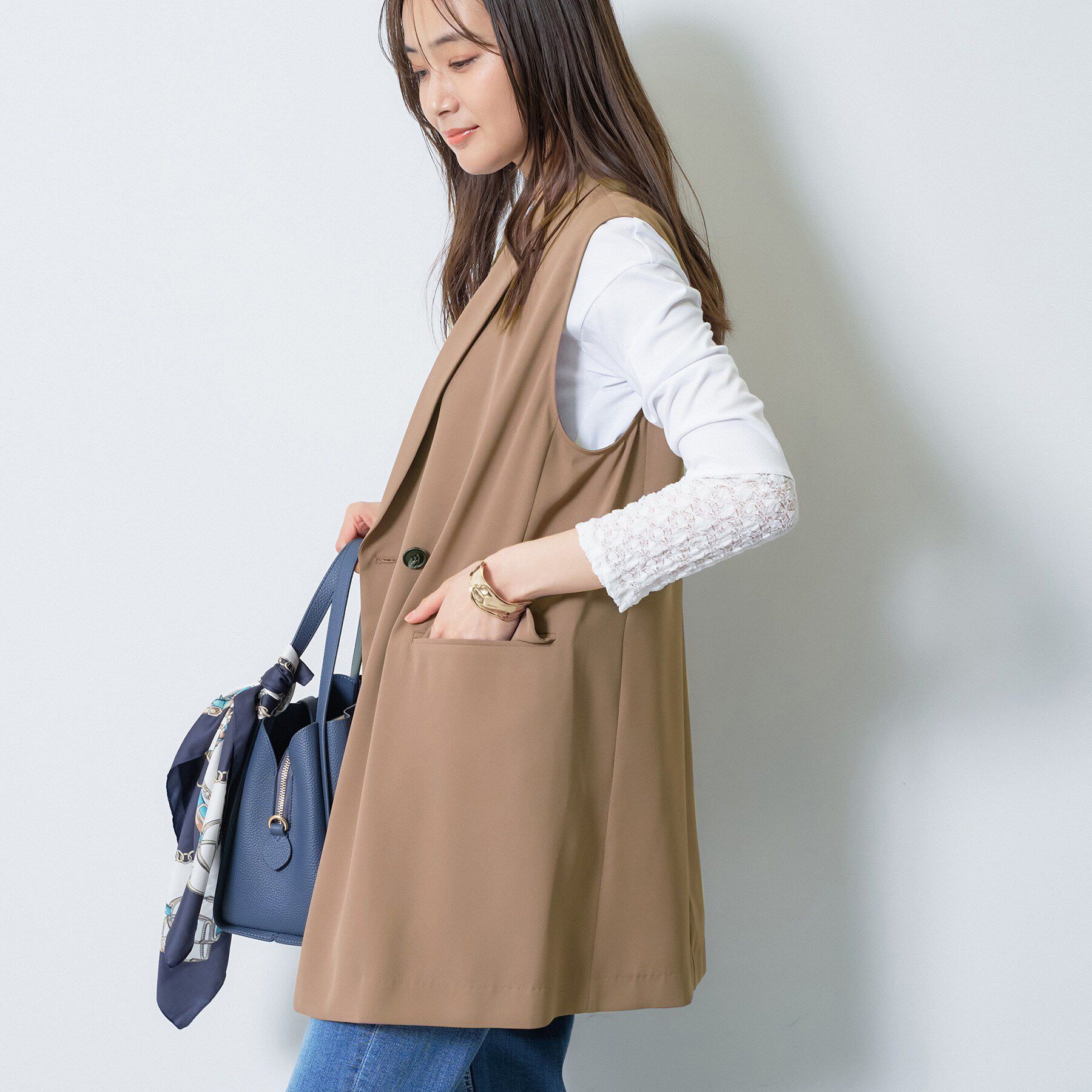 INDIVI「【さらに軽く軽快！／着る日傘】颯爽ジレジャケット」|ベスト・ジレ|