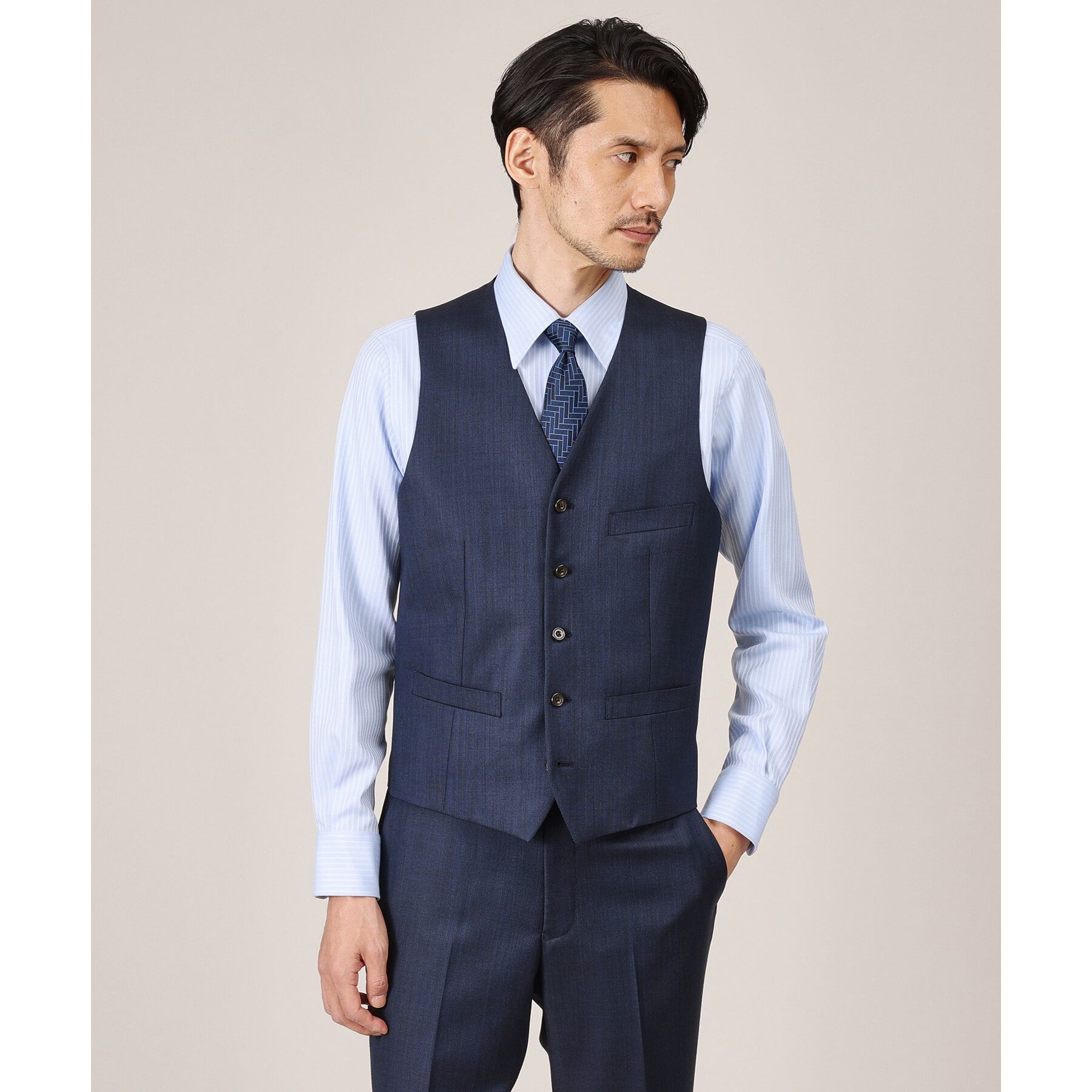 TAKEO KIKUCHI「【3ピース対応】シャイニーシャークピンヘッド ベスト」|スーツ|