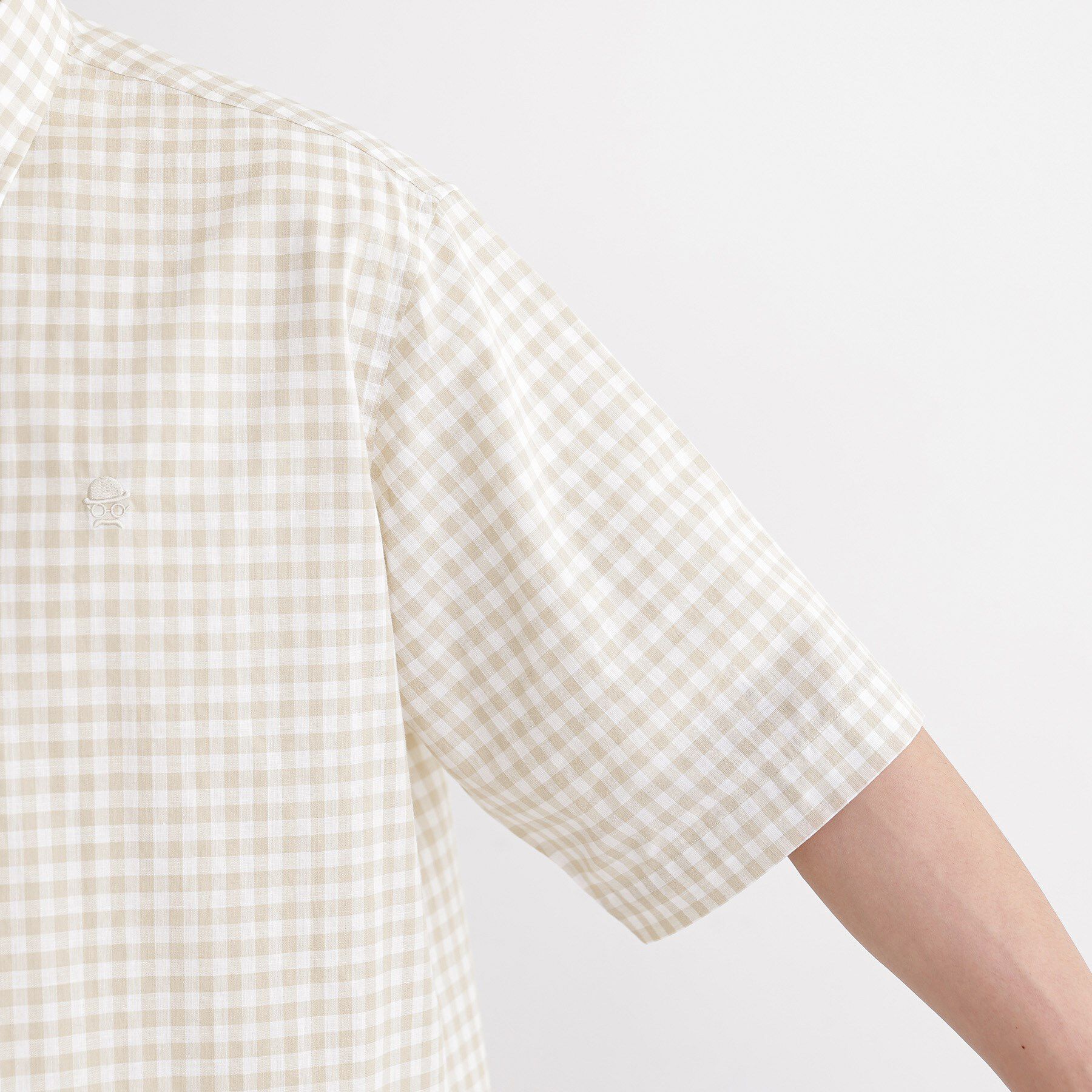 TAKEO KIKUCHI「【LIMITED】ワンポイント刺繍 綿麻チェック 半袖シャツ」|シャツ・ブラウス|