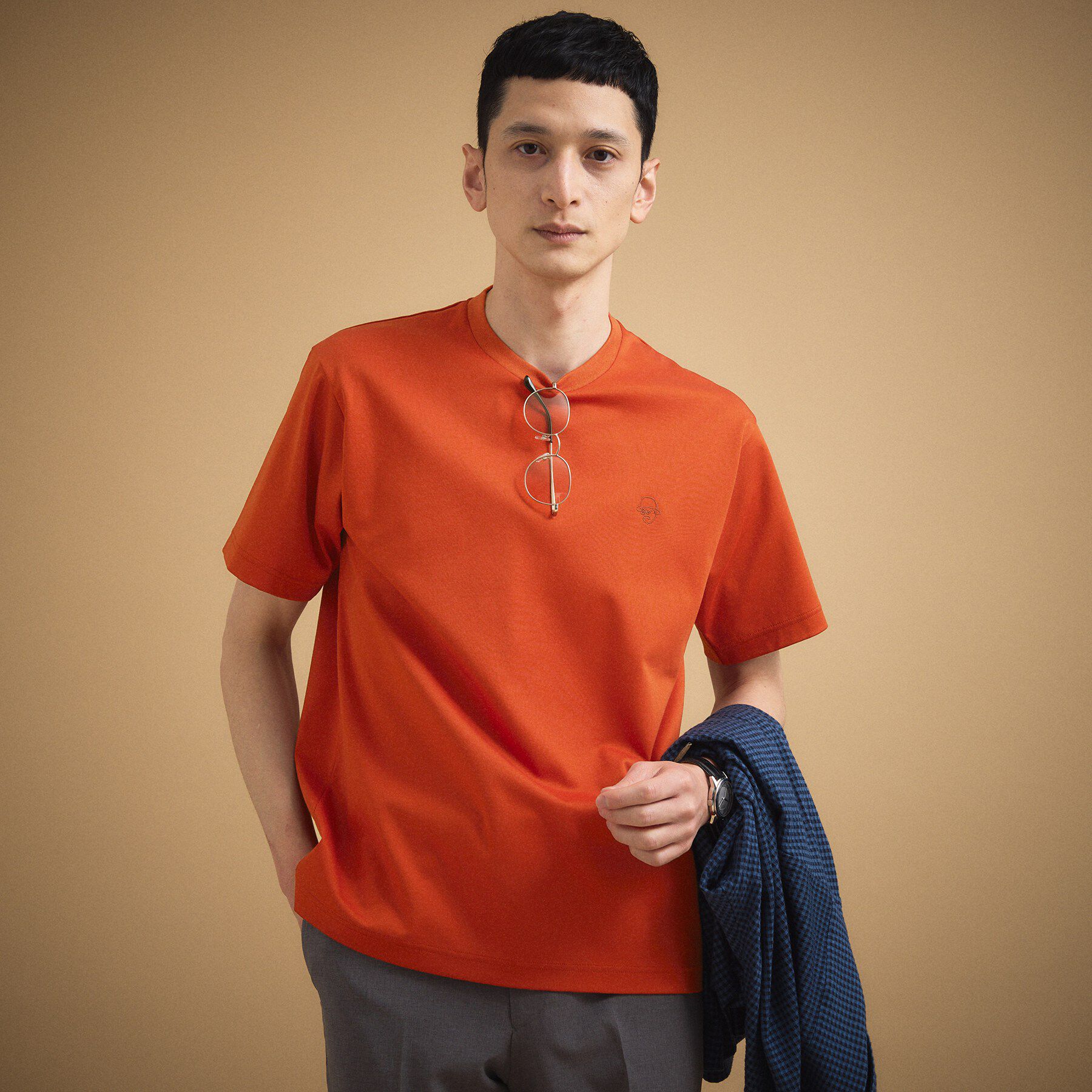 TAKEO KIKUCHI「ワンストローク刺繍 半袖 Tシャツ」|Tシャツ・カットソー|