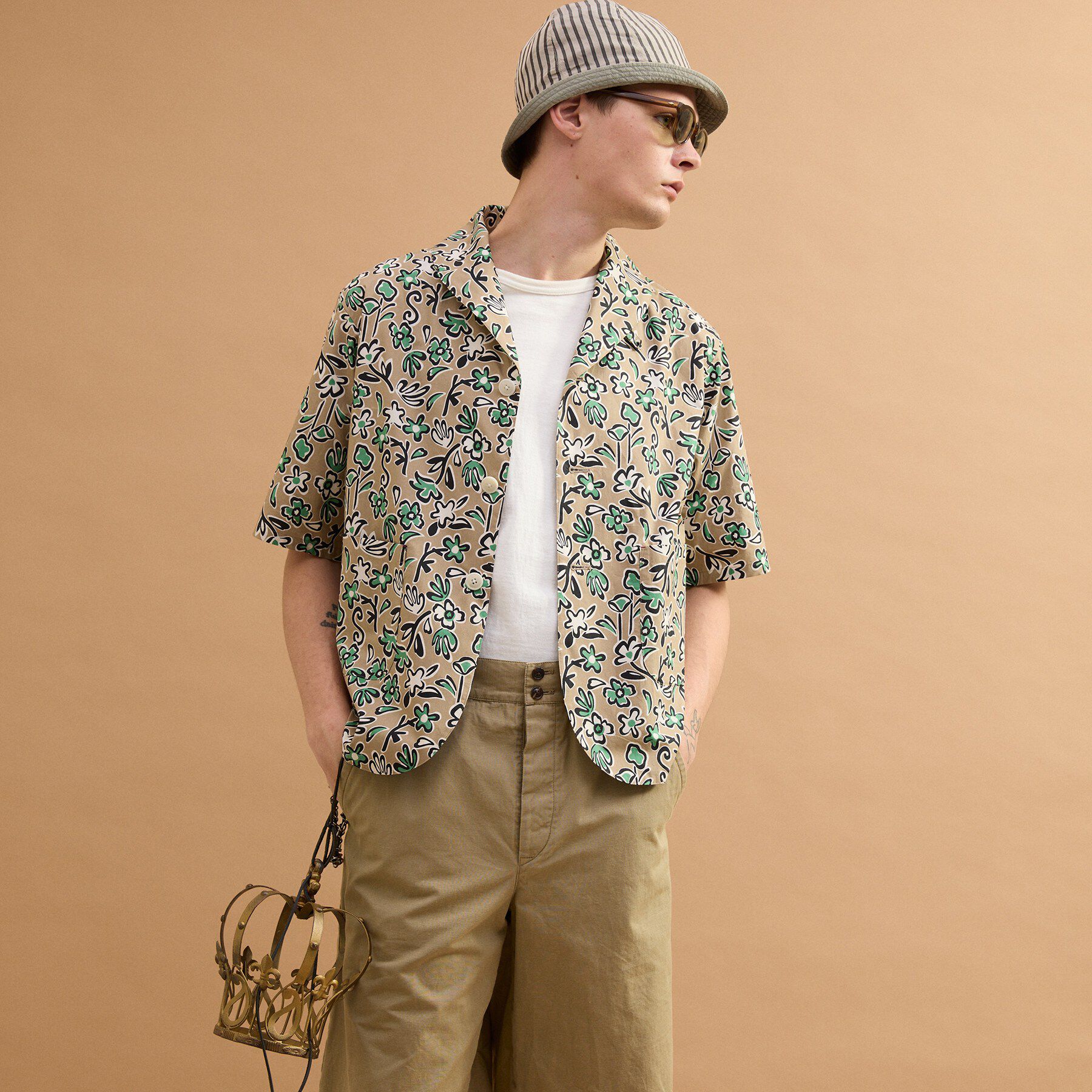 40CARATS&525「フラワープリント半袖ジャケット」|ブルゾン・スタジャン|