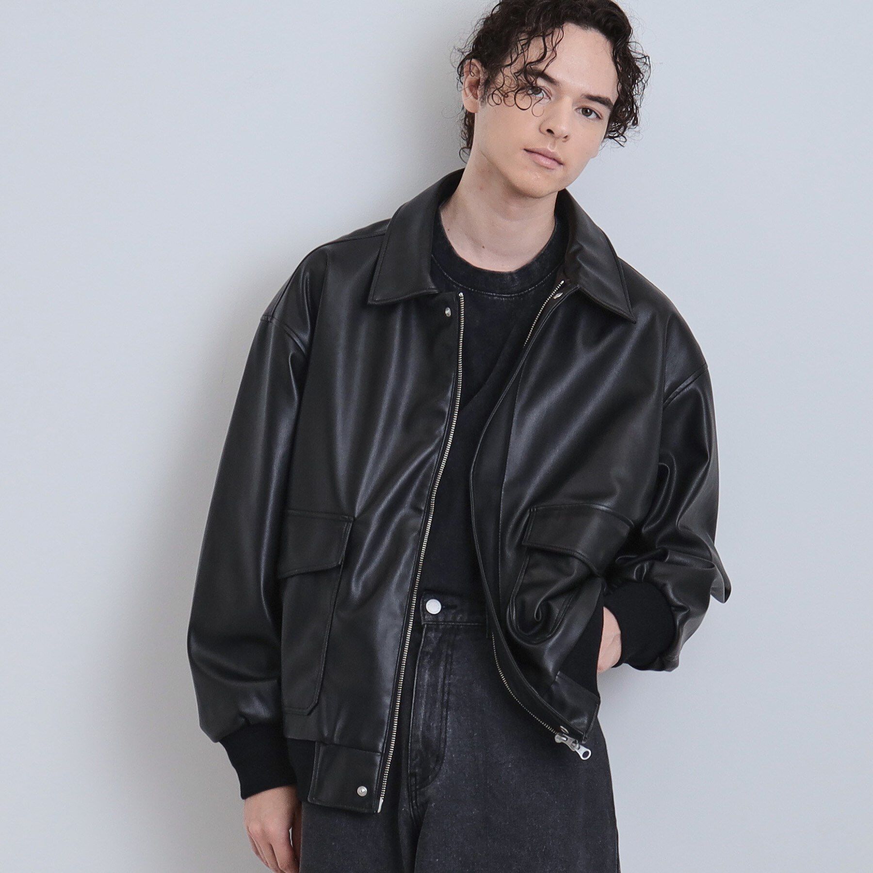 tk.TAKEO KIKUCHI「A－2シンセティックレザーブルゾン」|ブルゾン・スタジャン|