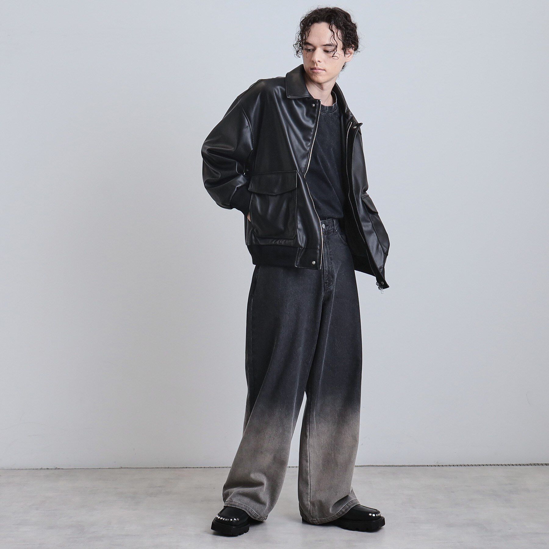 tk.TAKEO KIKUCHI「A－2シンセティックレザーブルゾン」|ブルゾン・スタジャン|