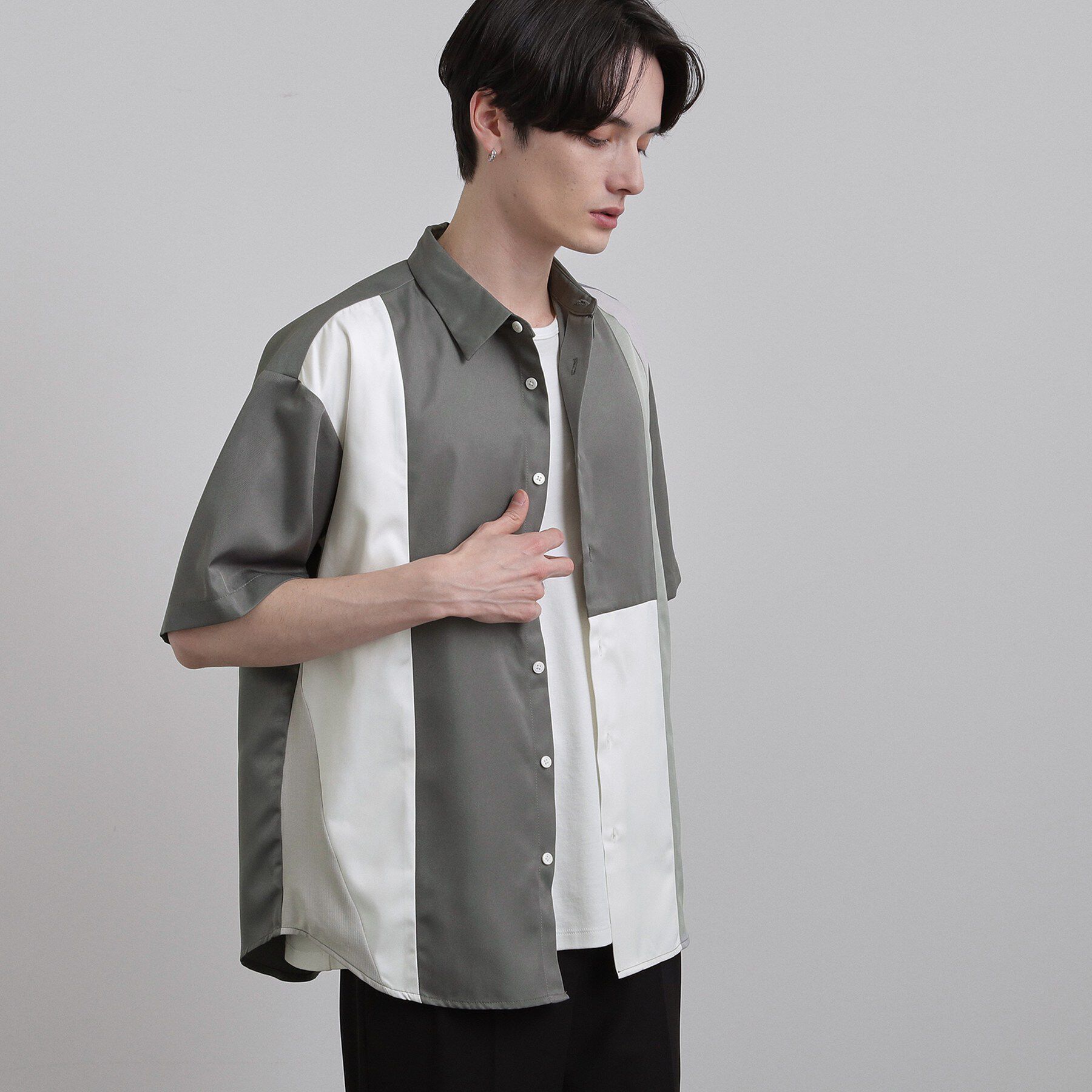 tk.TAKEO KIKUCHI「ダイヤゴナル半袖シャツ」|シャツ・ブラウス|グレー(512)