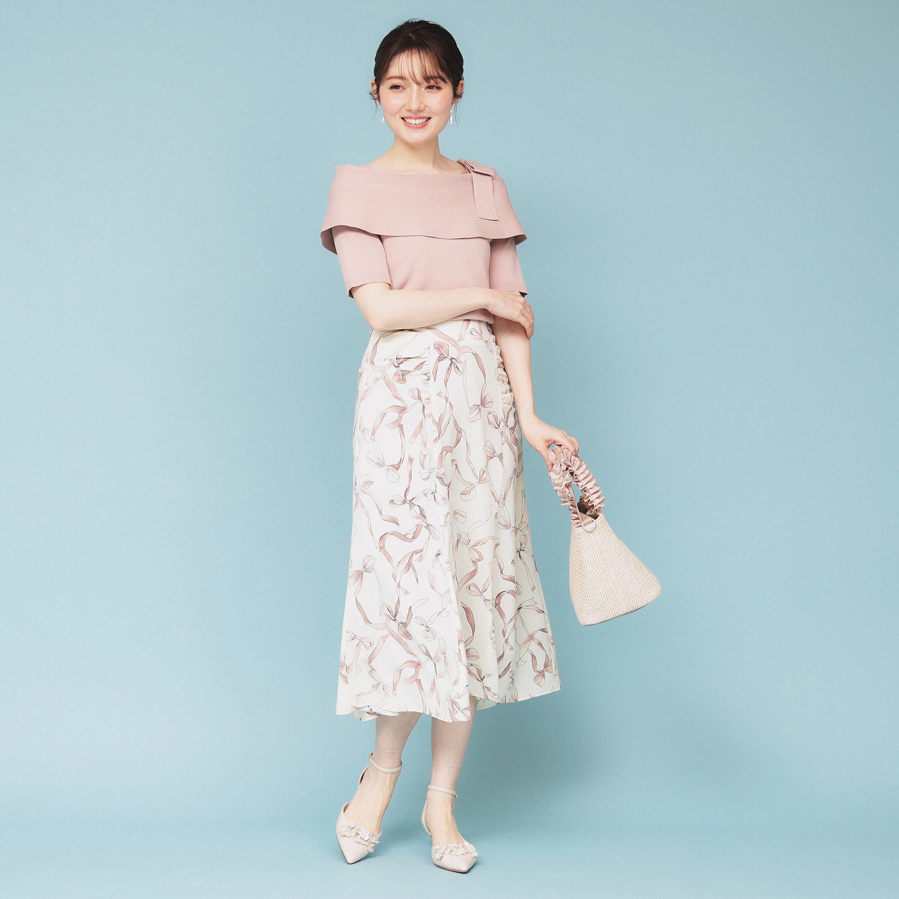 index「リボン柄マーメイドフレアスカート【洗濯機洗い可/イージーアイロン】」|スカート|