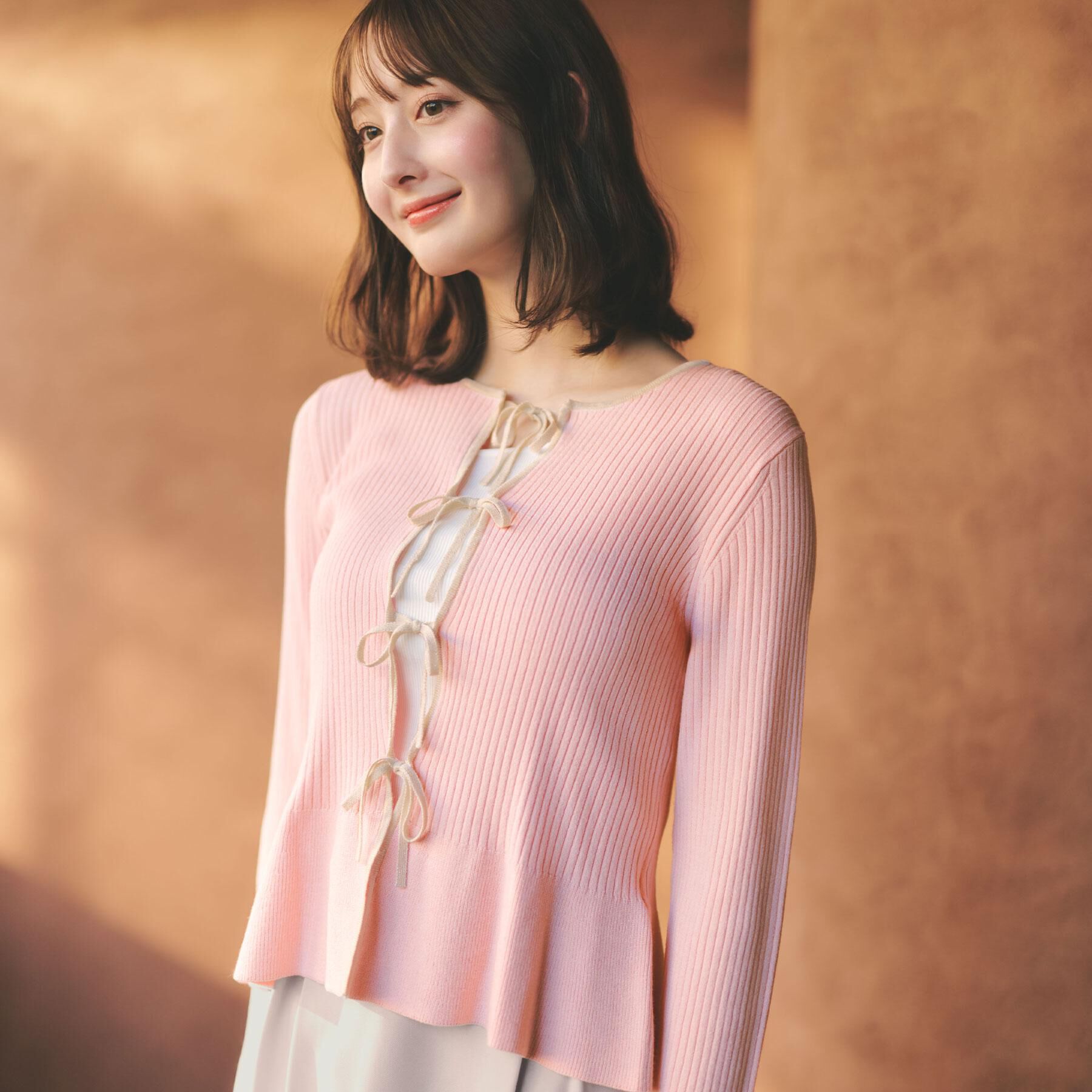 index「前後2wayラメトリムリボンカーディガン【洗濯機OK】」|カーディガン|