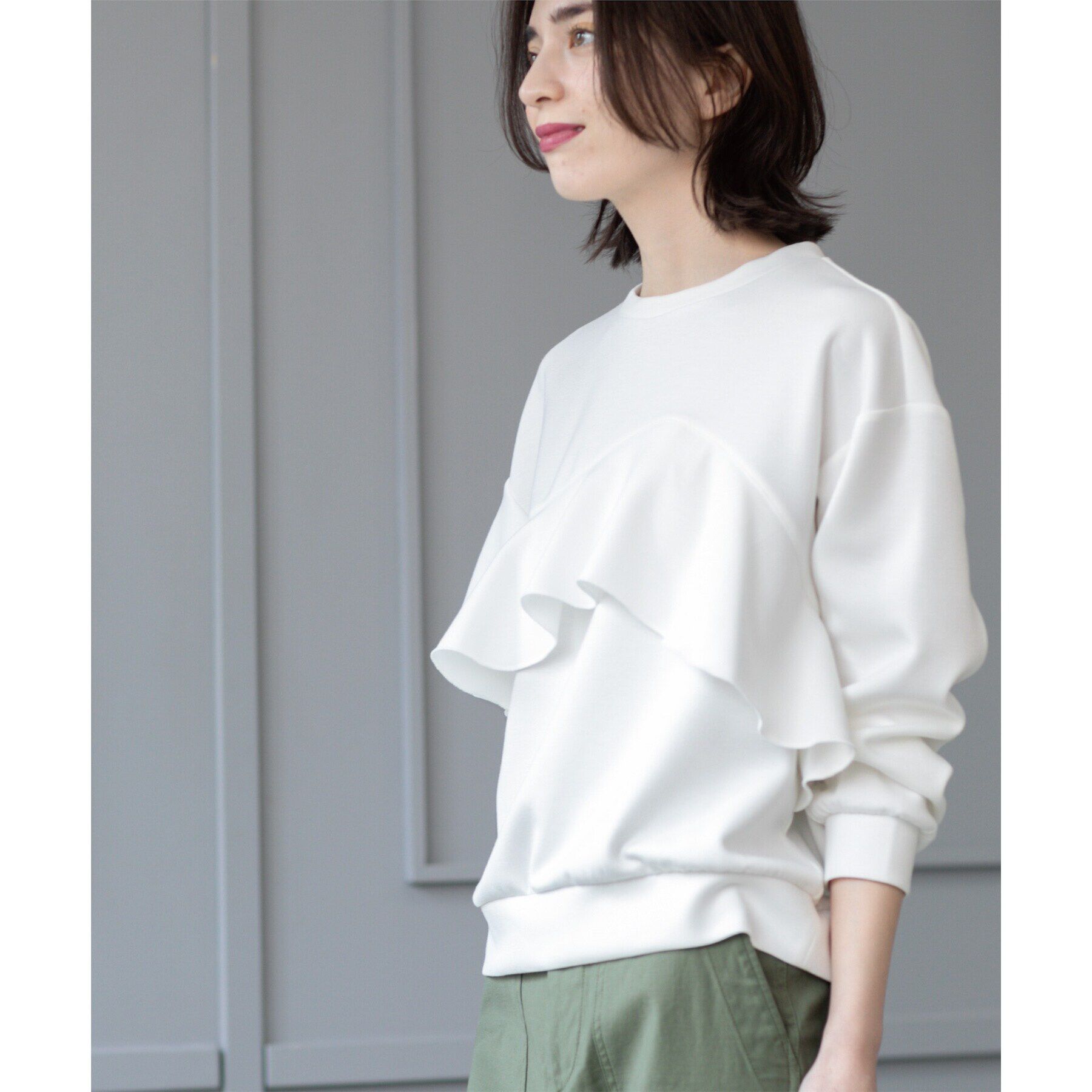 OPAQUE.CLIP「フリルアシメトップス【洗濯機洗い可】」|Tシャツ・カットソー|