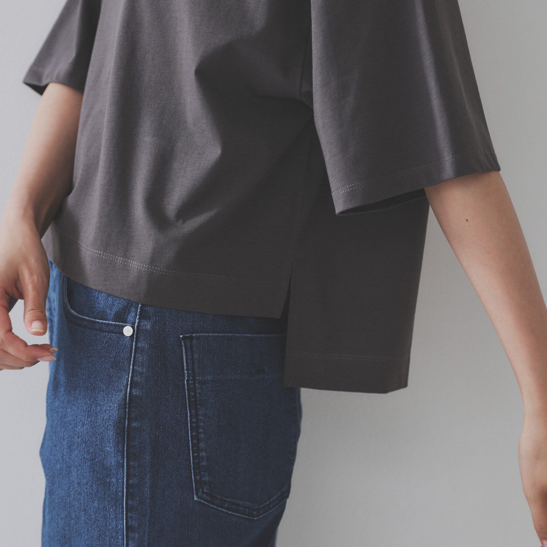 OPAQUE.CLIP「ボートネックショートTシャツ【洗濯機洗い可】」|Tシャツ・カットソー|