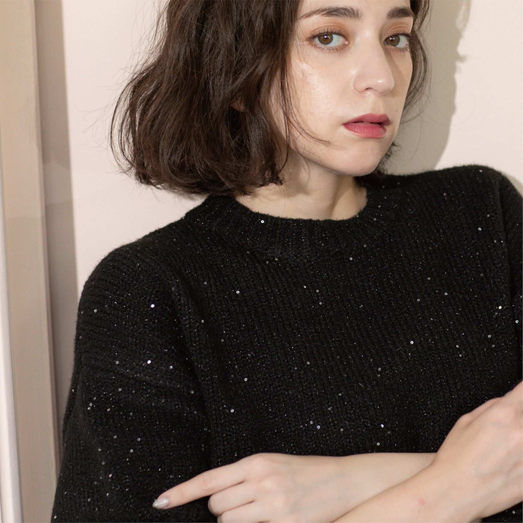 OPAQUE.CLIP「スパンコールラメニット【洗える】」|ニット・セーター|