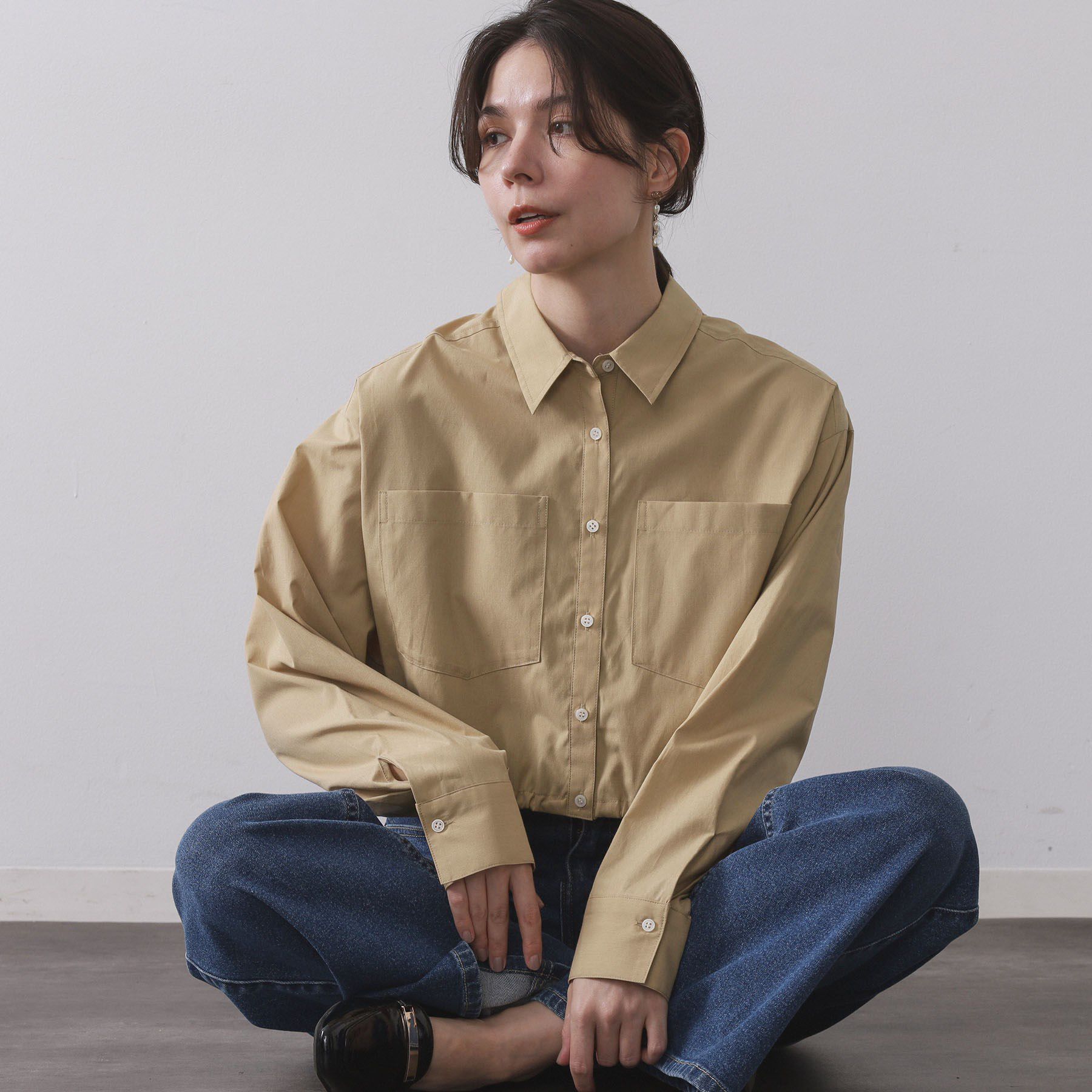 OPAQUE.CLIP「ドロストヘムショートシャツ【洗濯機OK】」|シャツ・ブラウス|ベージュ(052)