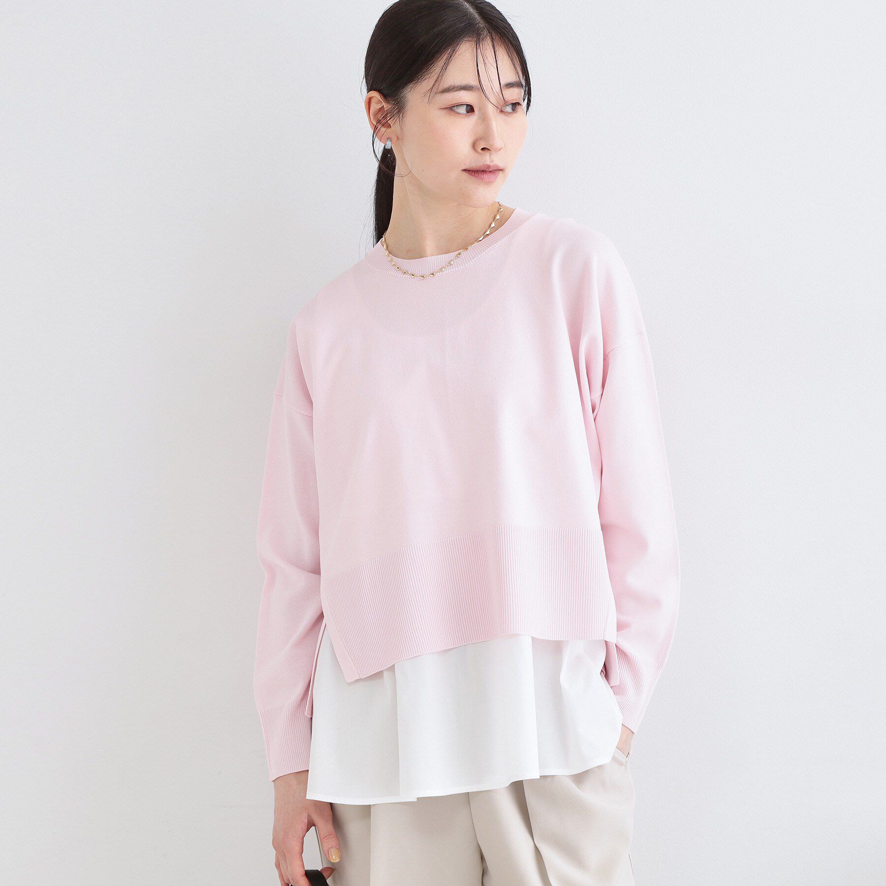 OPAQUE.CLIP「《ツインセット》ワイドニット&times;裾フレアタンクトップ【洗濯機OK】」|ニット・セーター|