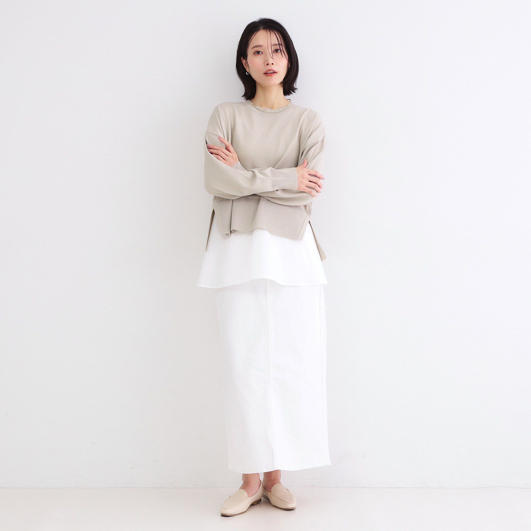 OPAQUE.CLIP「《ツインセット》ワイドニット&times;裾フレアタンクトップ【洗濯機OK】」|ニット・セーター|