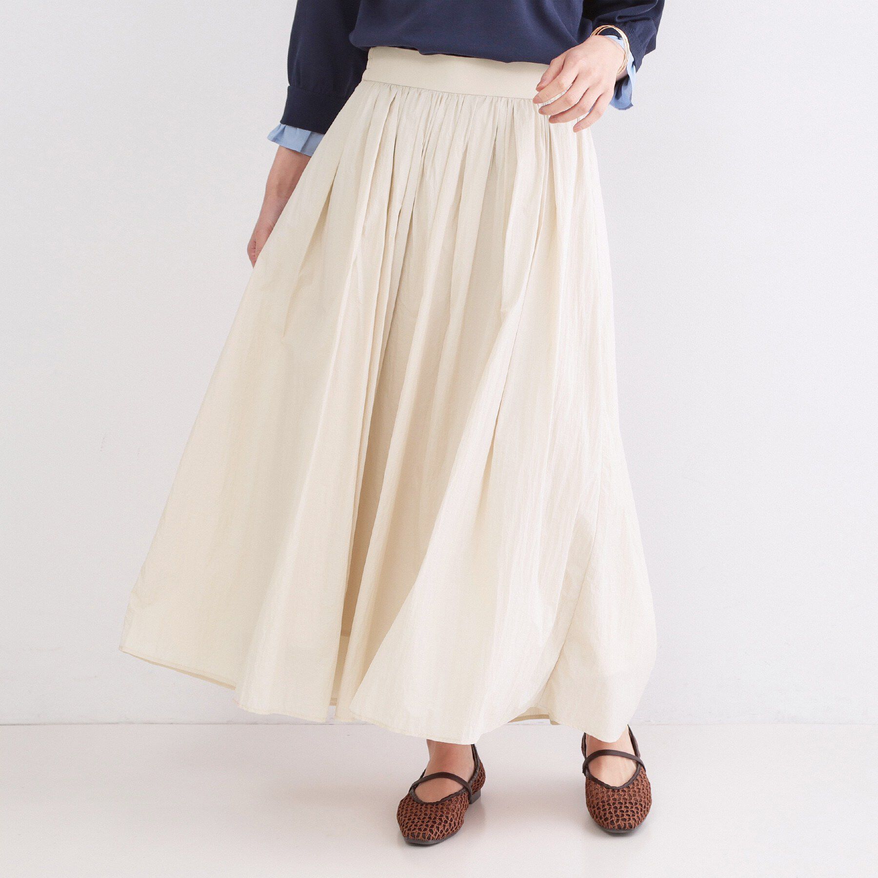 OPAQUE.CLIP「シアーヴィンテージイージーフレアスカート【洗濯機OK】」|スカート|グレージュ(050)