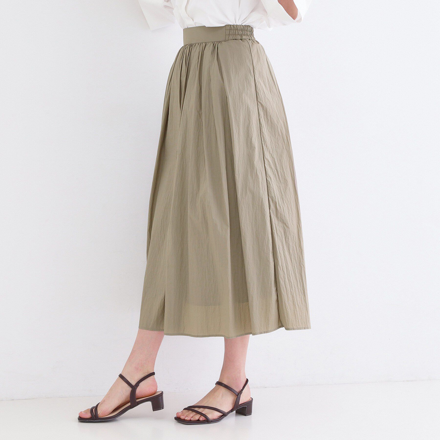 OPAQUE.CLIP「シアーヴィンテージイージーフレアスカート【洗濯機OK】」|スカート|