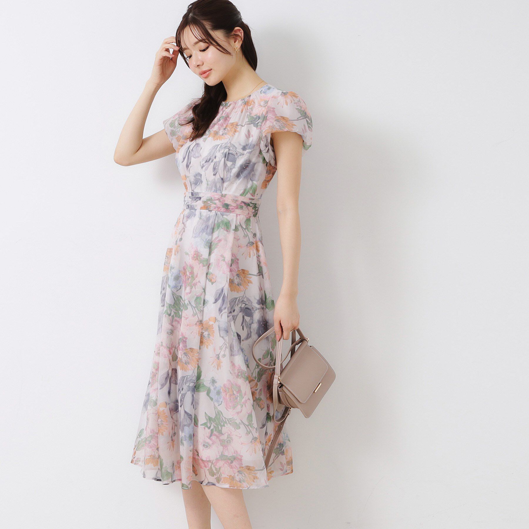 Couture broach「【花柄・一枚で着映える・細見え】Summerオーガンフルールワンピース」|ワンピース|