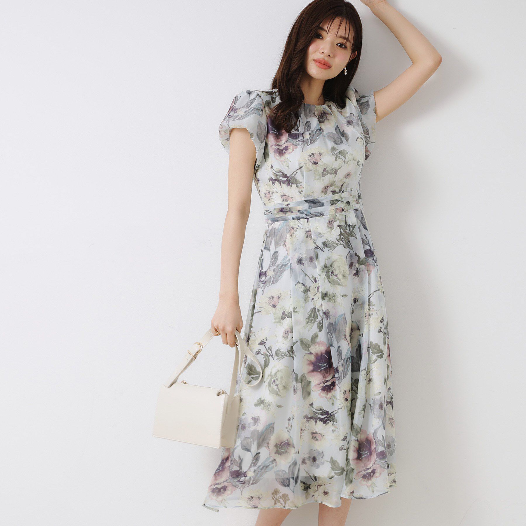 Couture broach「【花柄・一枚で着映える・細見え】Summerオーガンフルールワンピース」|ワンピース|