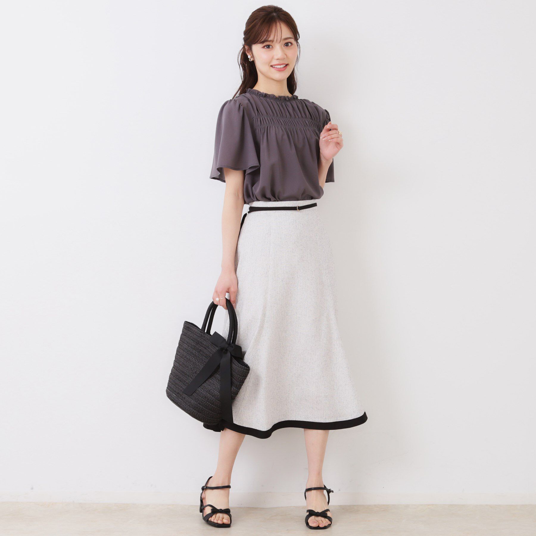 Couture broach「【洗える・きれいめ・通勤】サマーツイード配色フレアスカート」|スカート|