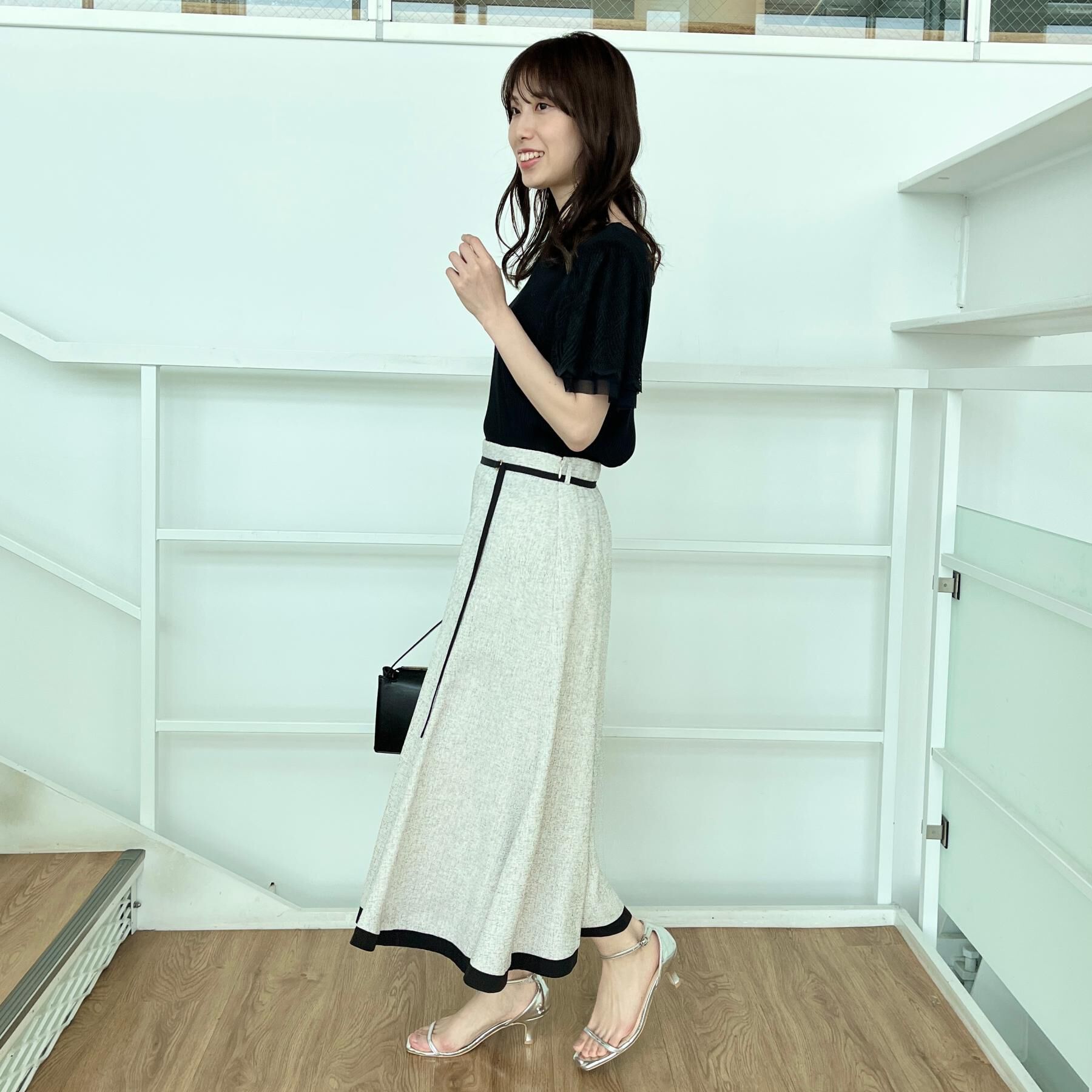 Couture broach「【洗える・きれいめ・通勤】サマーツイード配色フレアスカート」|スカート|