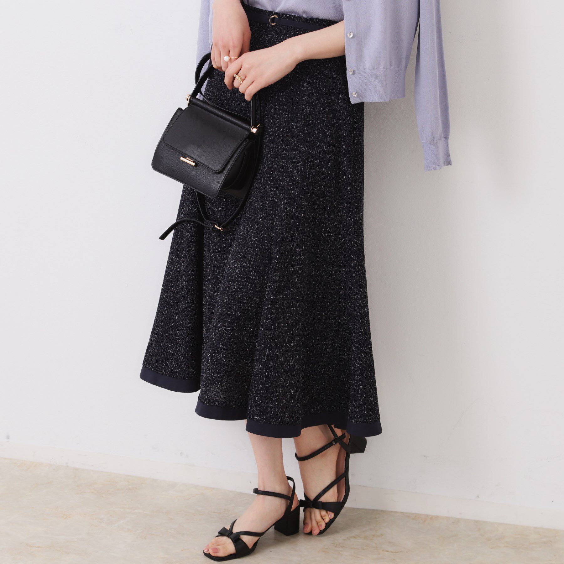 Couture broach「【洗える・きれいめ・通勤】サマーツイード配色フレアスカート」|スカート|ネイビー(494)