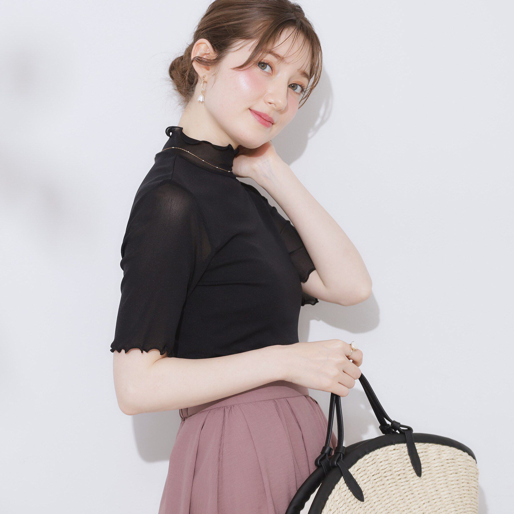 Couture broach「シアーチュール5分袖トップス」|Tシャツ・カットソー|