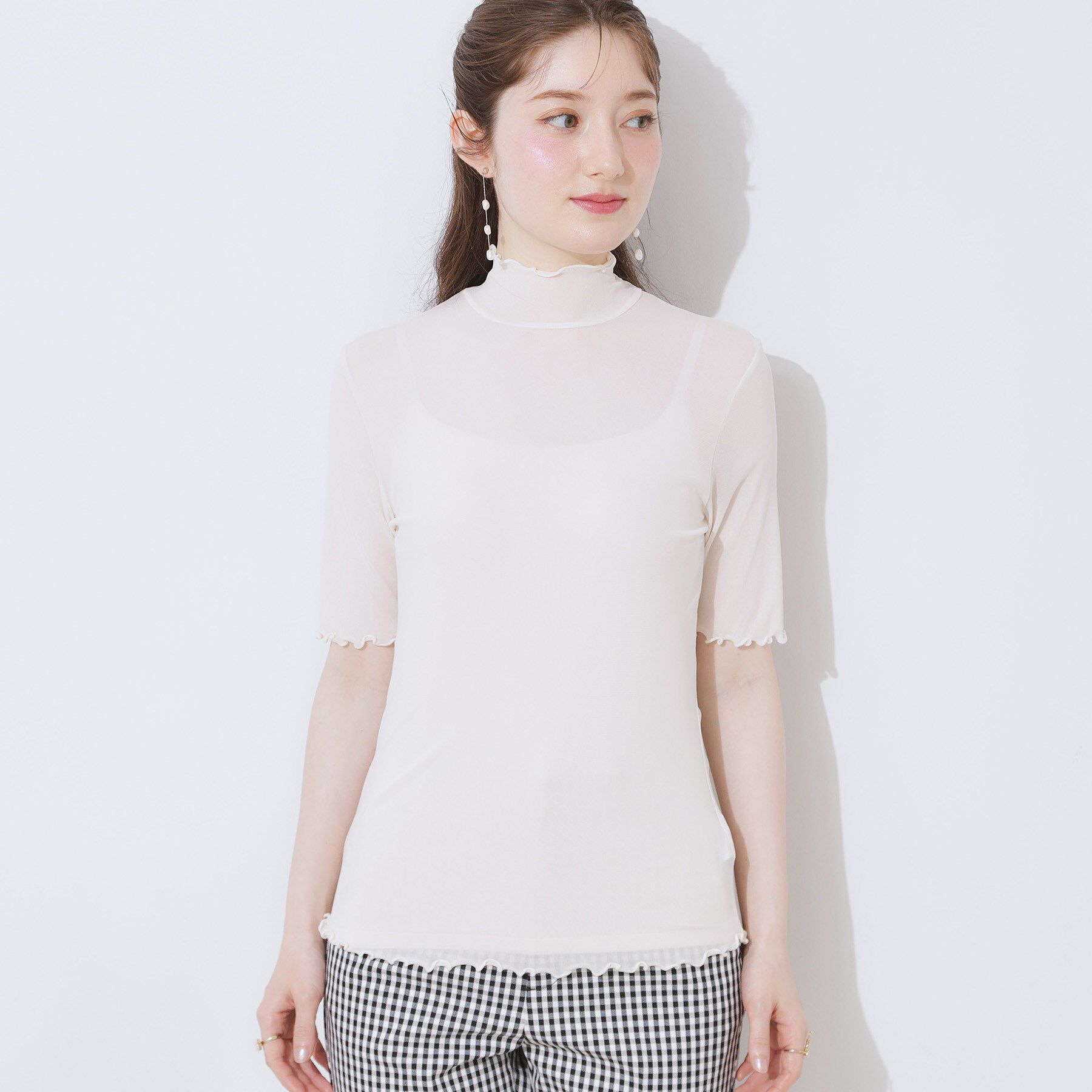 Couture broach「シアーチュール5分袖トップス」|Tシャツ・カットソー|