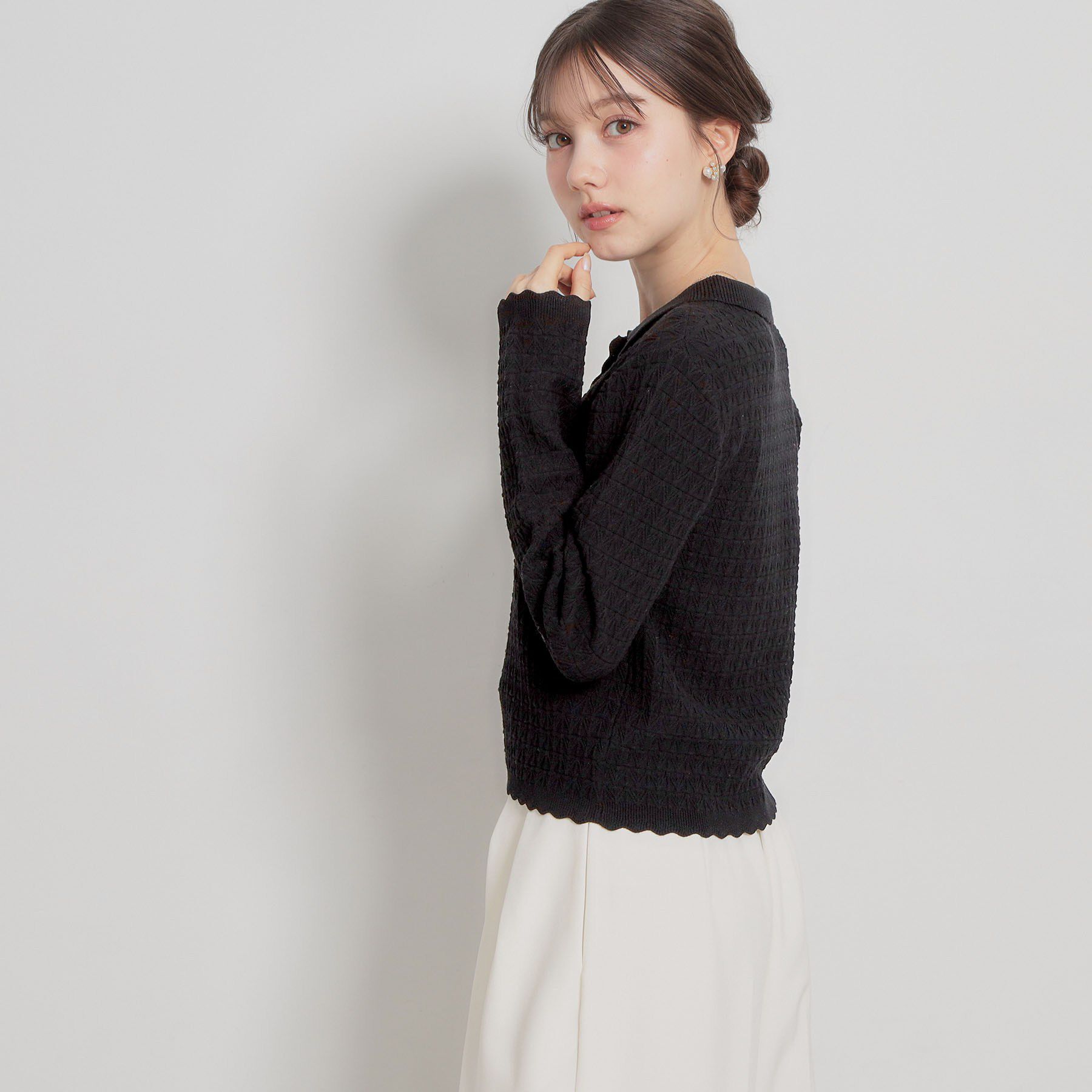 Couture broach「【洗える着映え】ビジュー釦ポロニット」|ニット・セーター|