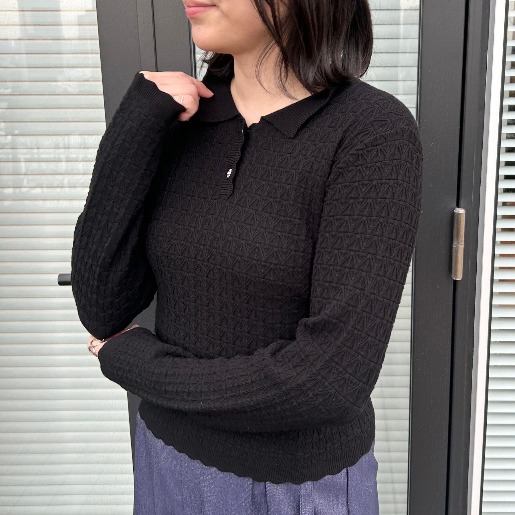 Couture broach「【洗える着映え】ビジュー釦ポロニット」|ニット・セーター|