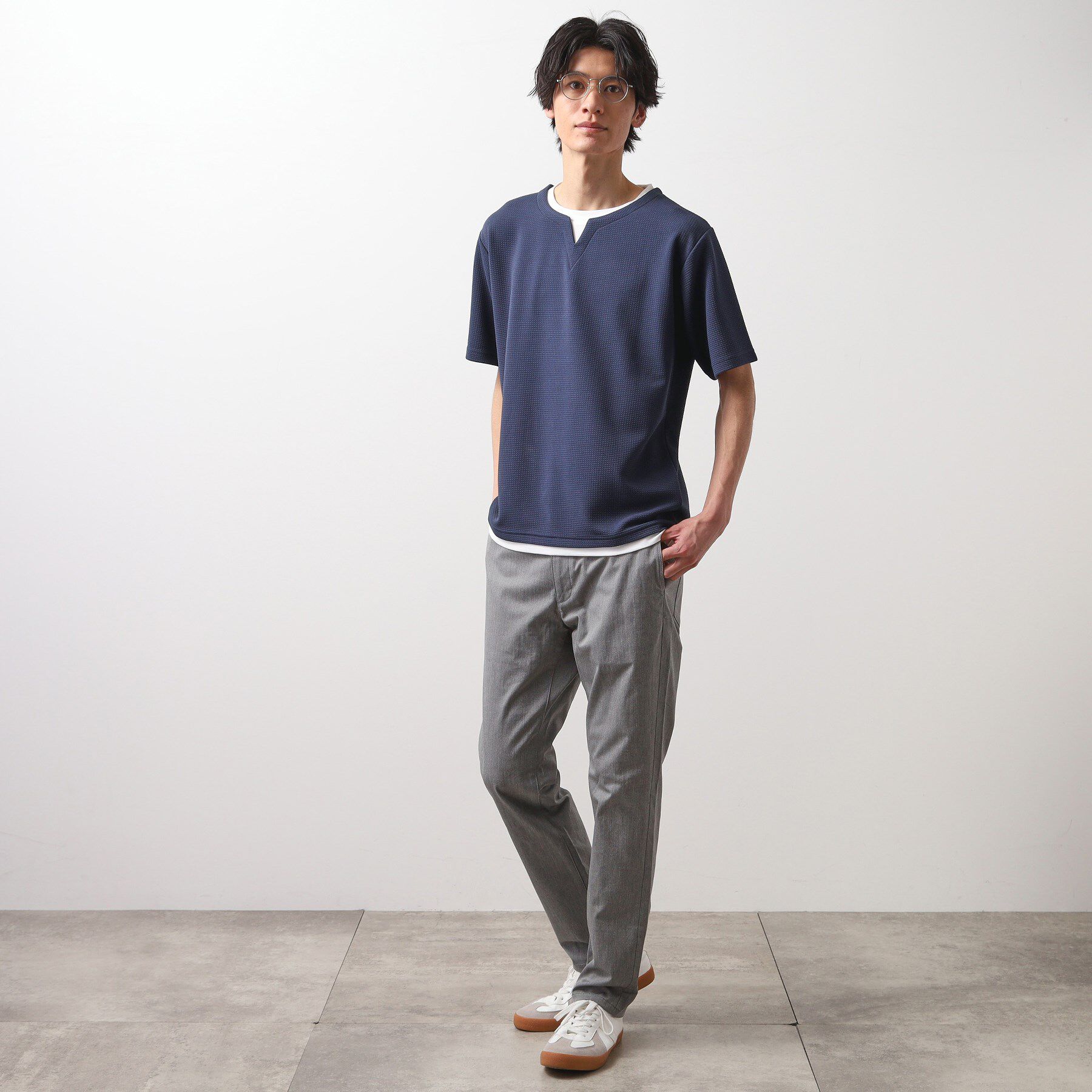 THE SHOP TK「ミニフクレキーネック半袖Tシャツ」|Tシャツ・カットソー|