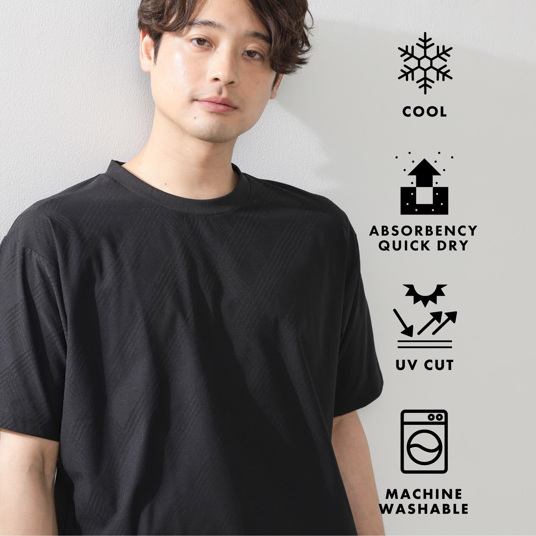 THE SHOP TK「パーフェクテックリンクス半袖Tシャツ 【接触冷感／吸水速乾／UVカット／洗濯機OK】」|Tシャツ・カットソー|ブラック(019)
