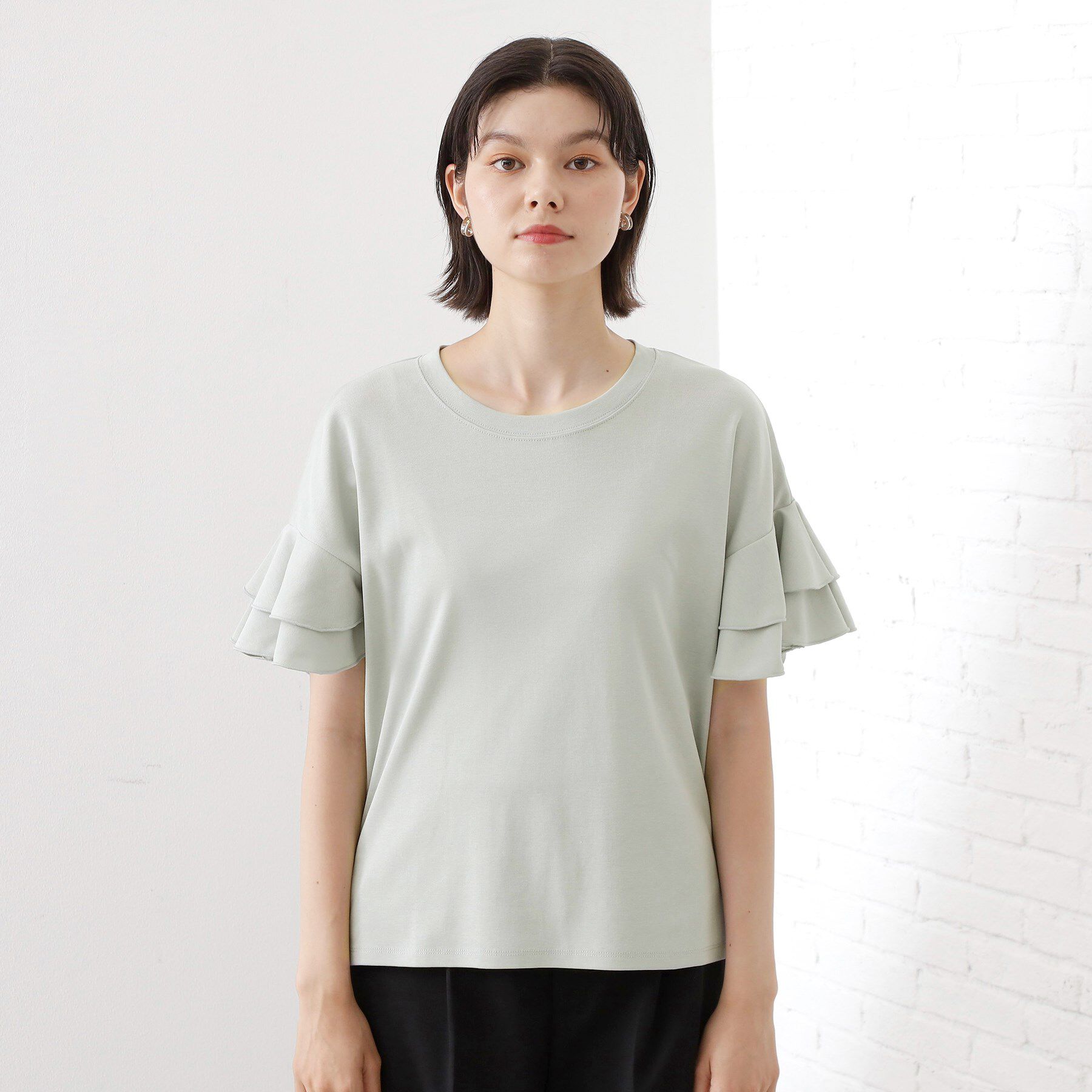 THE SHOP TK「【汗染み防止】袖フリルTシャツ【UVカット/洗濯機OK】」|Tシャツ・カットソー|